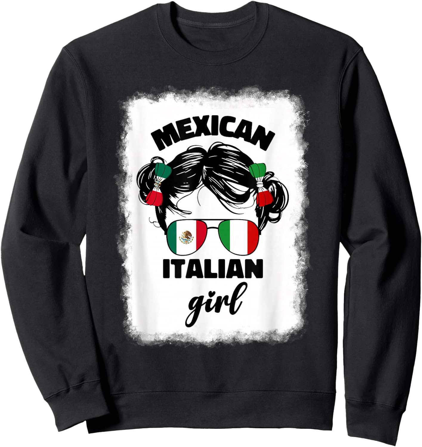 Girls Half Mexican And Italian Mexico Italy Flag Kids Girl Sweatshirt - Sweatshirt | Black