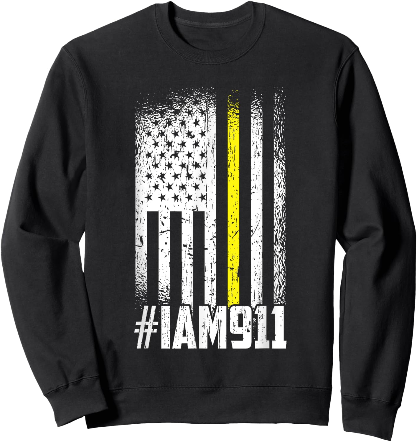 911 American Flag Dispatch-er USA Thin Gold Line Operator Sweatshirt - Sweatshirt | Black