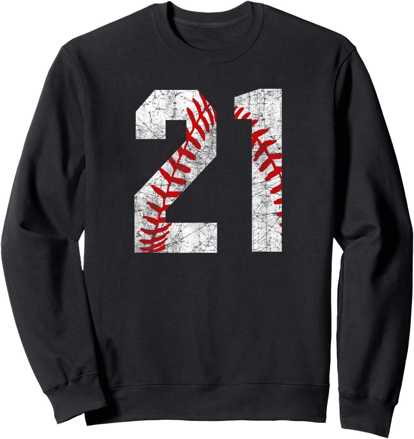 Vintage Baseball Mom #21 Jersey Baseball Player Number 21 Sweatshirt - Sweatshirt | Black