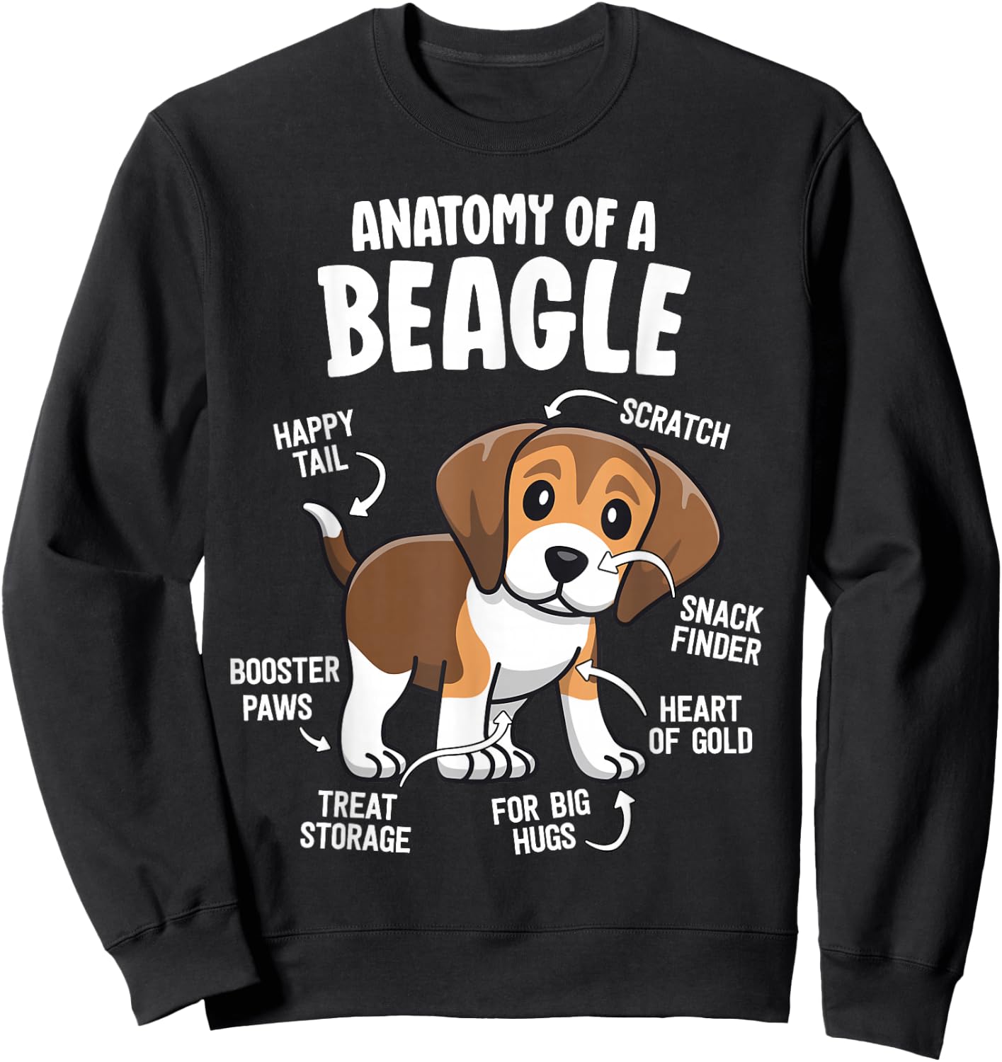 Gifts for Beagle Lovers Dog Mom Funny Anatomy Of A Beagle Sweatshirt - Sweatshirt | Black