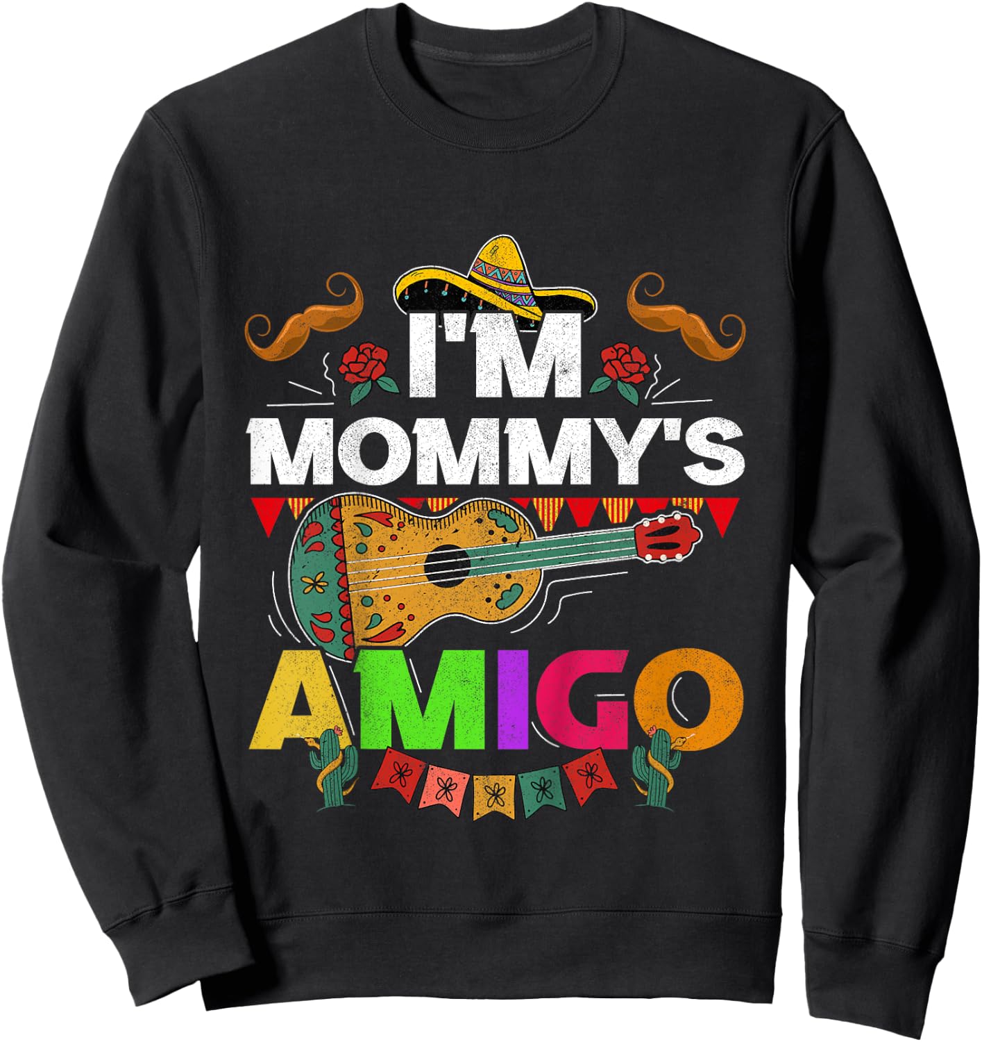 Kids I'm Mommy's Amigo Cinco De Mayo Boy Mariachi Mexican Toddler Sweatshirt - Sweatshirt | Black