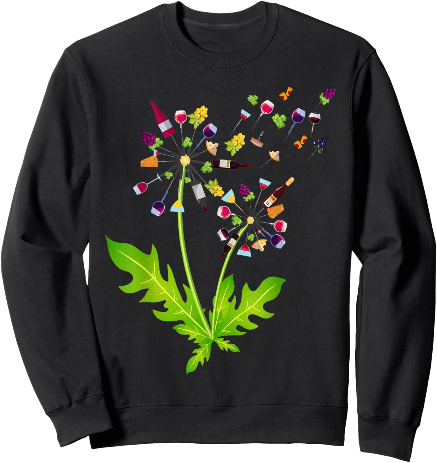 Wine Dandelion Drinking Wine Rosee Wine Lovers Rosee Wine Sweatshirt - Sweatshirt | Black