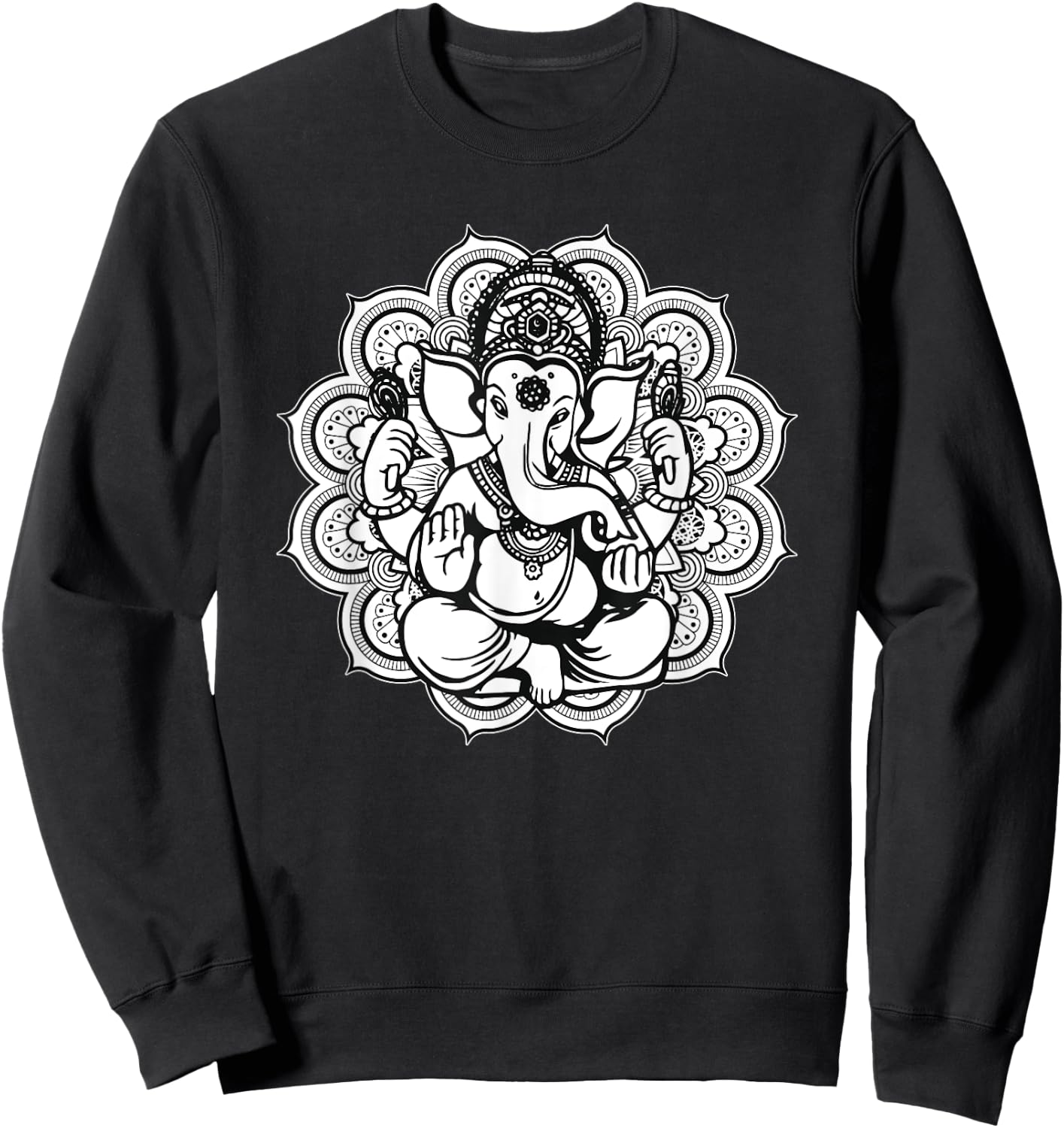 Ganesh Ganesha Elephant Mandala India Art Indian God Hindu Sweatshirt - Sweatshirt | Black