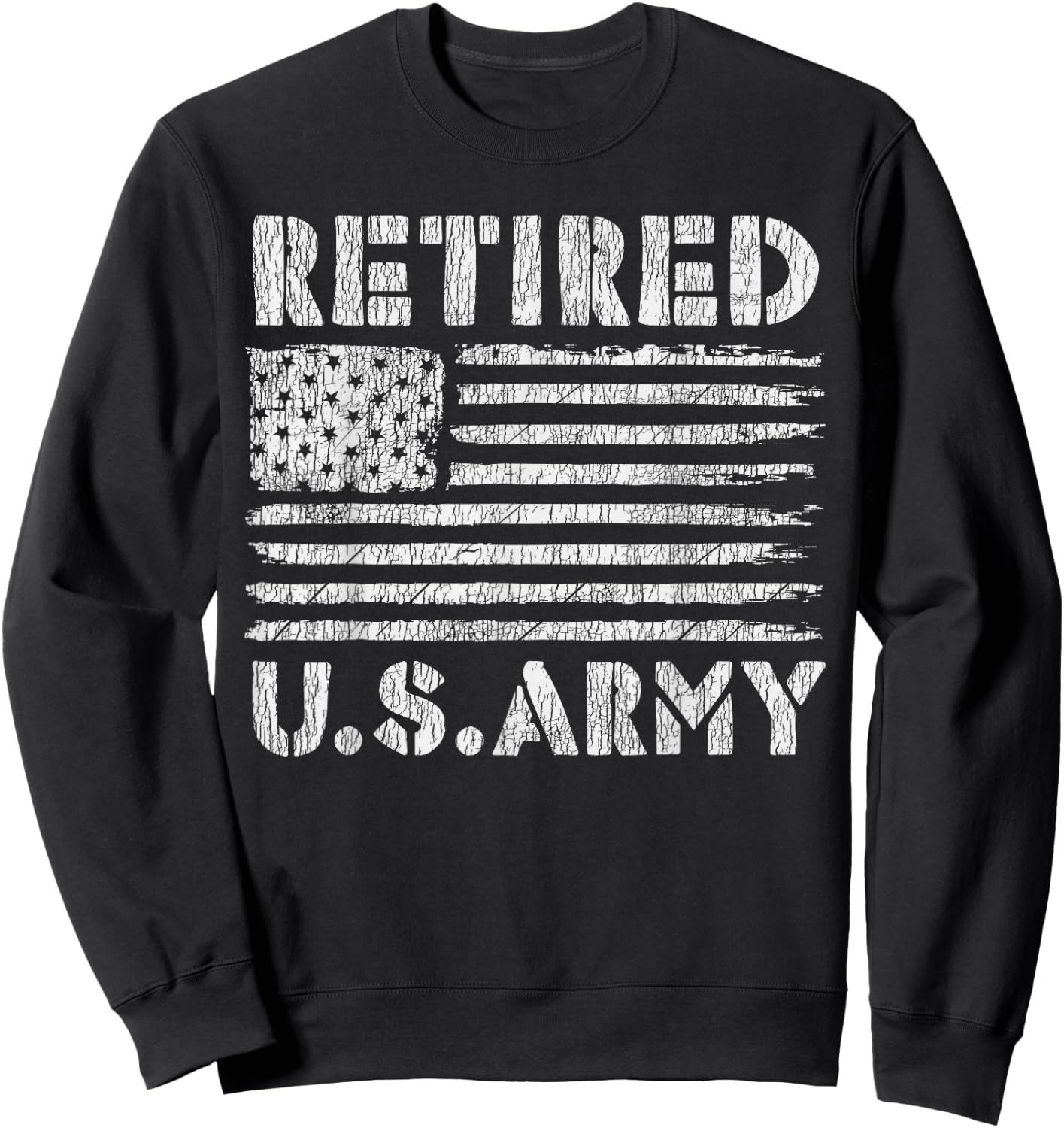 Vintage USA Flag Family Hero Proud Retired U.S Army Veteran Women Kids Men Sweatshirt - Sweatshirt | Black