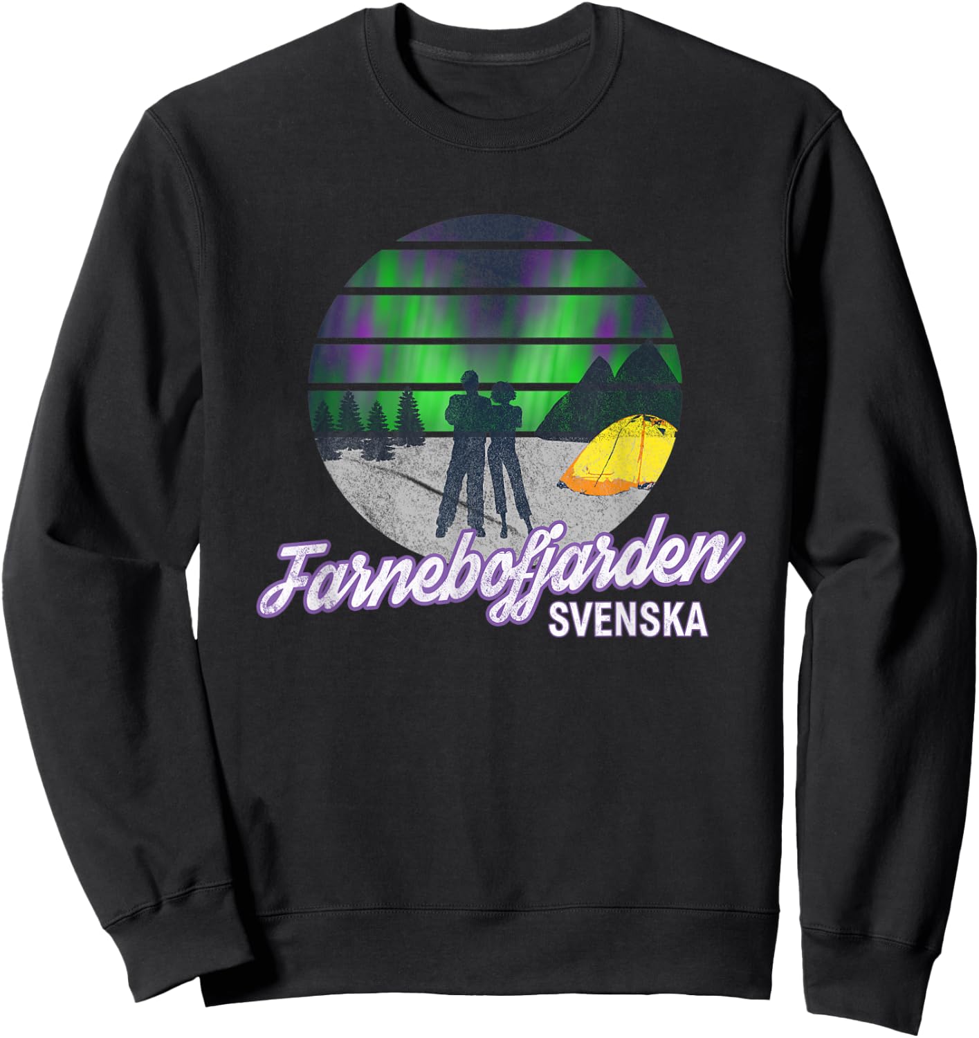 Farnebofjarden Park Sweden Svenska Northern Lights Sweatshirt - Sweatshirt | Black