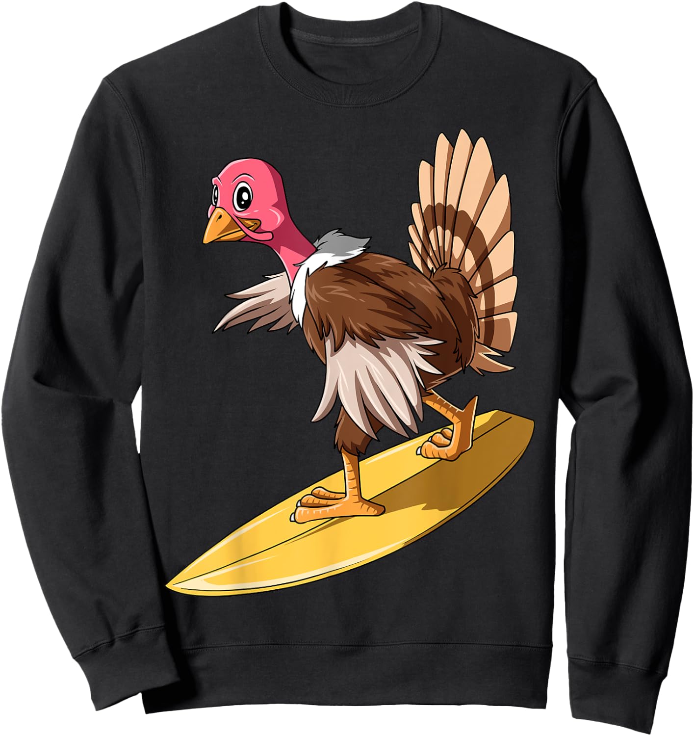 Turkey Surfing Thanksgiving Turkey Surf Turkey Surfboard Sweatshirt - Sweatshirt | Black