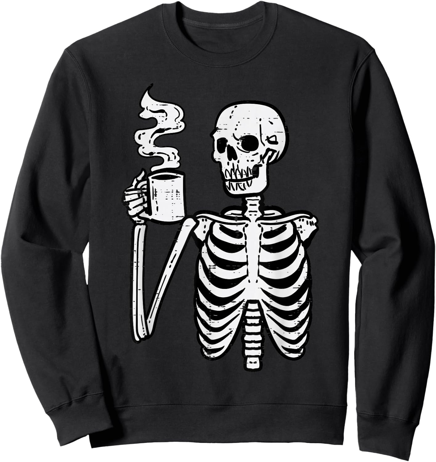Halloween Skeleton Coffee Funny Costume Men Women Kids Boys Sweatshirt - Sweatshirt | Black