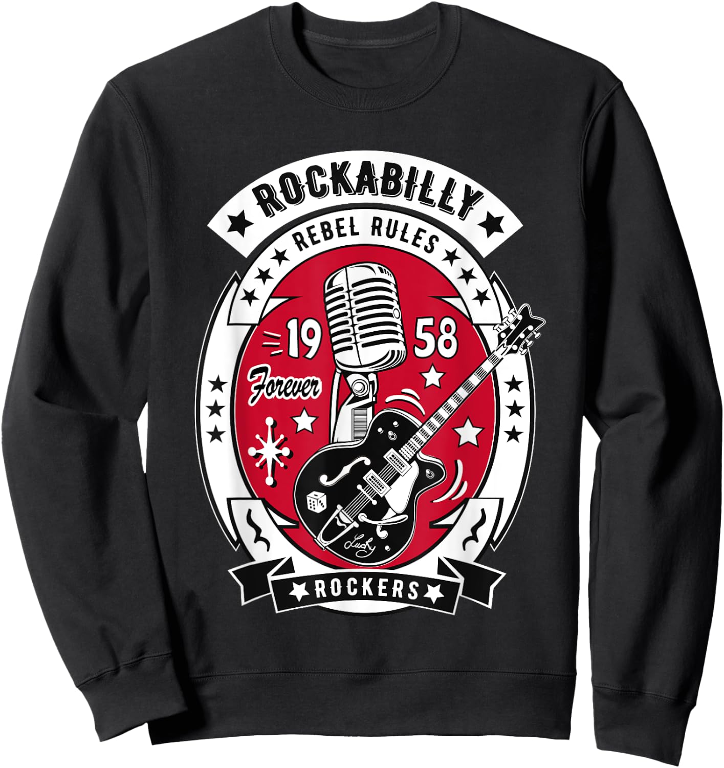 1950s Sock Hop Dance Rock N Roll Shirt 50s Rockabilly Guitar Sweatshirt - Sweatshirt | Black
