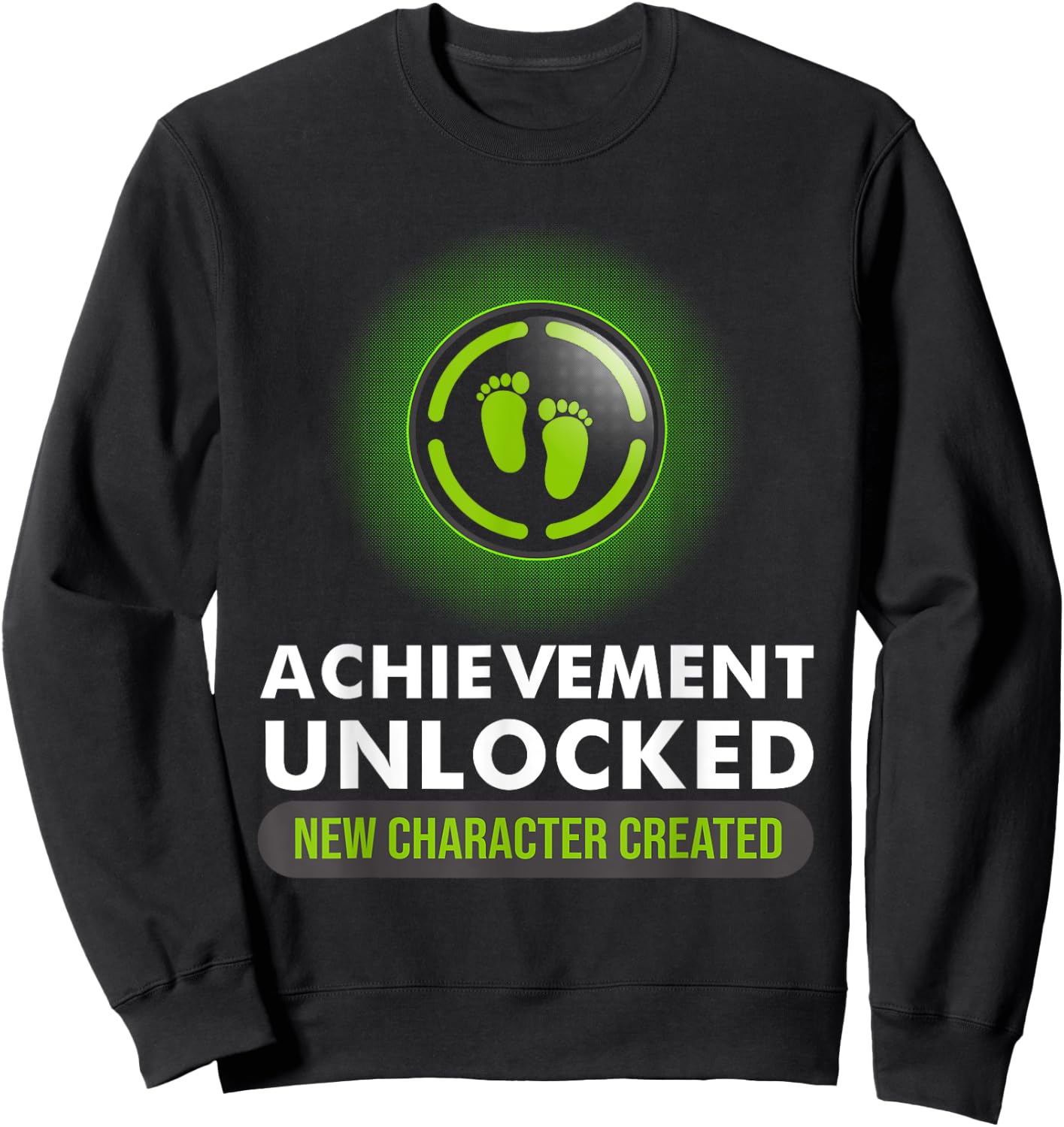 Cute Pregnant Announcement Gamer Dad Mom Designs Funny Achievement Unlocked New Character Created Pregnancy - -Adults, Kids - Black - Short Sleeve - S - Medium Sweatshirt - Sweatshirt | Black