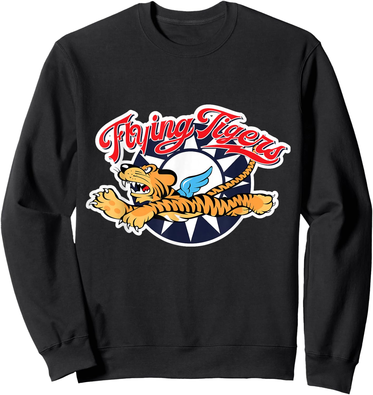 Funny Cool Tiger Flying Novelty Graphic & Cool Designs Sweatshirt - Sweatshirt | Black