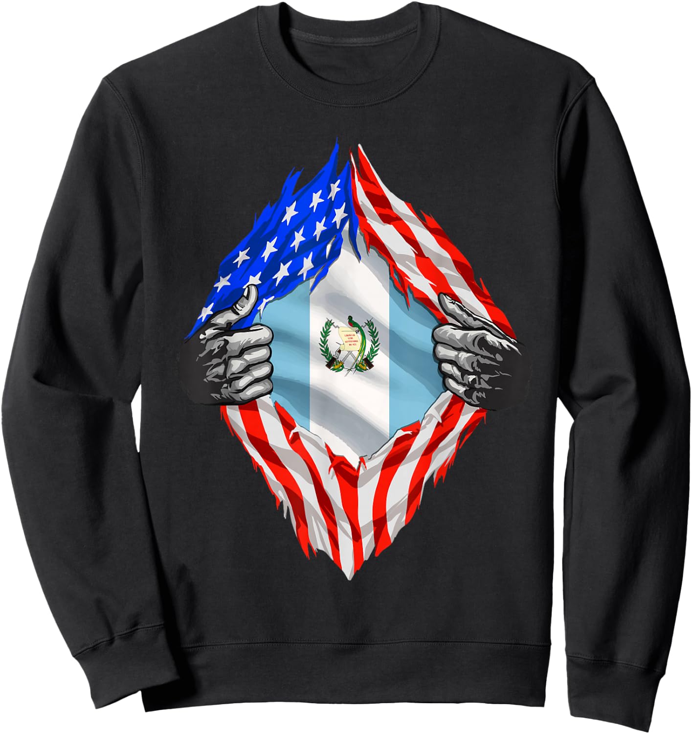 Guatemala Shirt Guatemala USA Flag Guatemalan American Roots Sweatshirt - Sweatshirt | Black