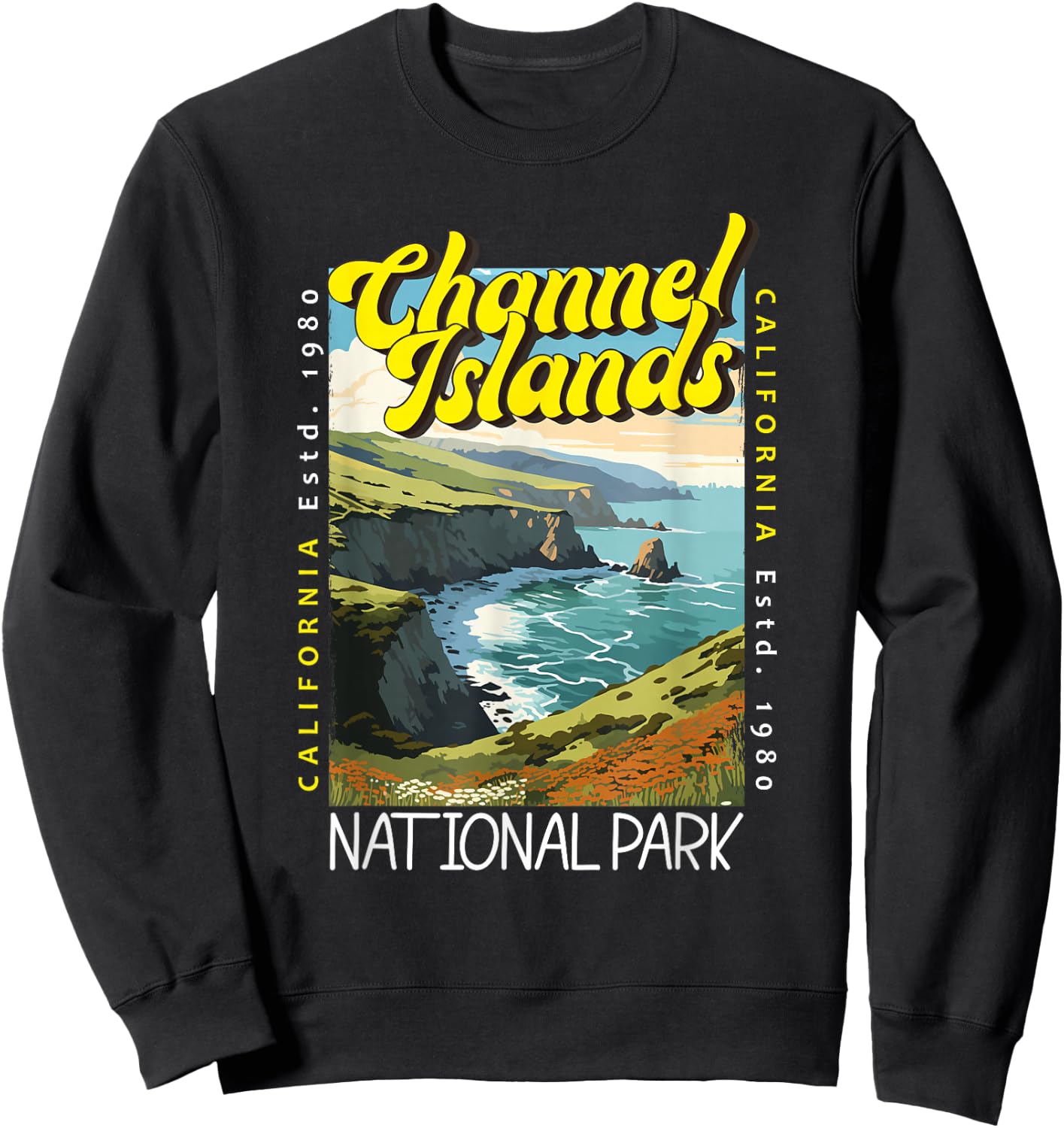 Channel Islands National Park California Distressed Vintage Sweatshirt - Sweatshirt | Black