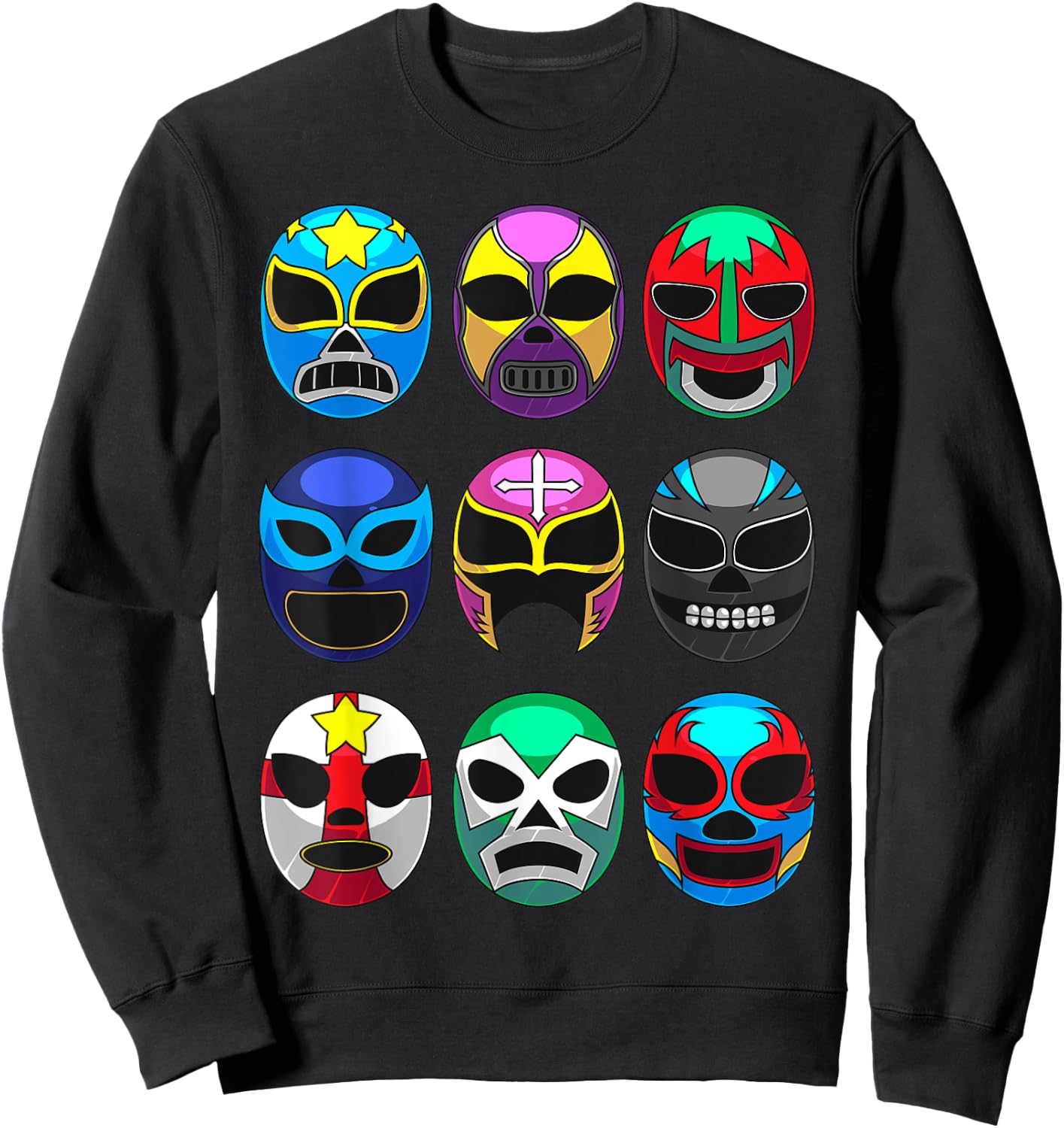 Cool Lucha Libre Wrestlers Masks | Funny Wrestling Gift Fan Sweatshirt - Sweatshirt | Black