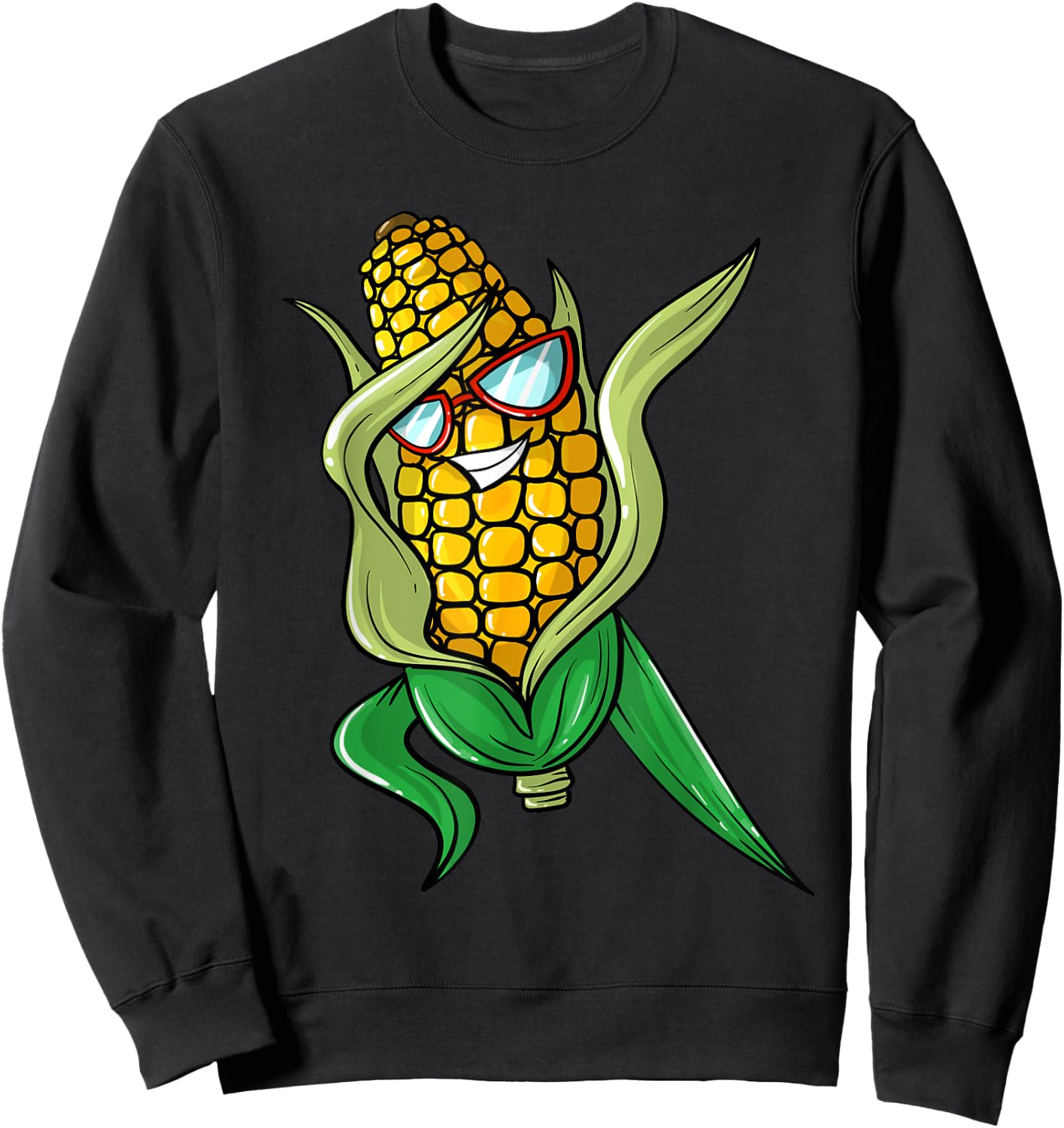 Funny Dabbing Corn Gift | Cute Dancing Farmers Men Women Sweatshirt - Sweatshirt | Black