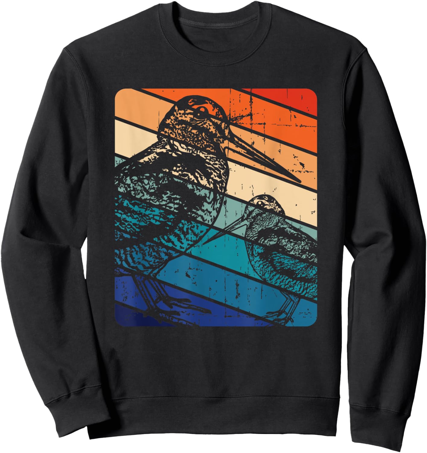 American Woodcock Bird Retro Vintage Unique Birding Gift Sweatshirt - Sweatshirt | Black