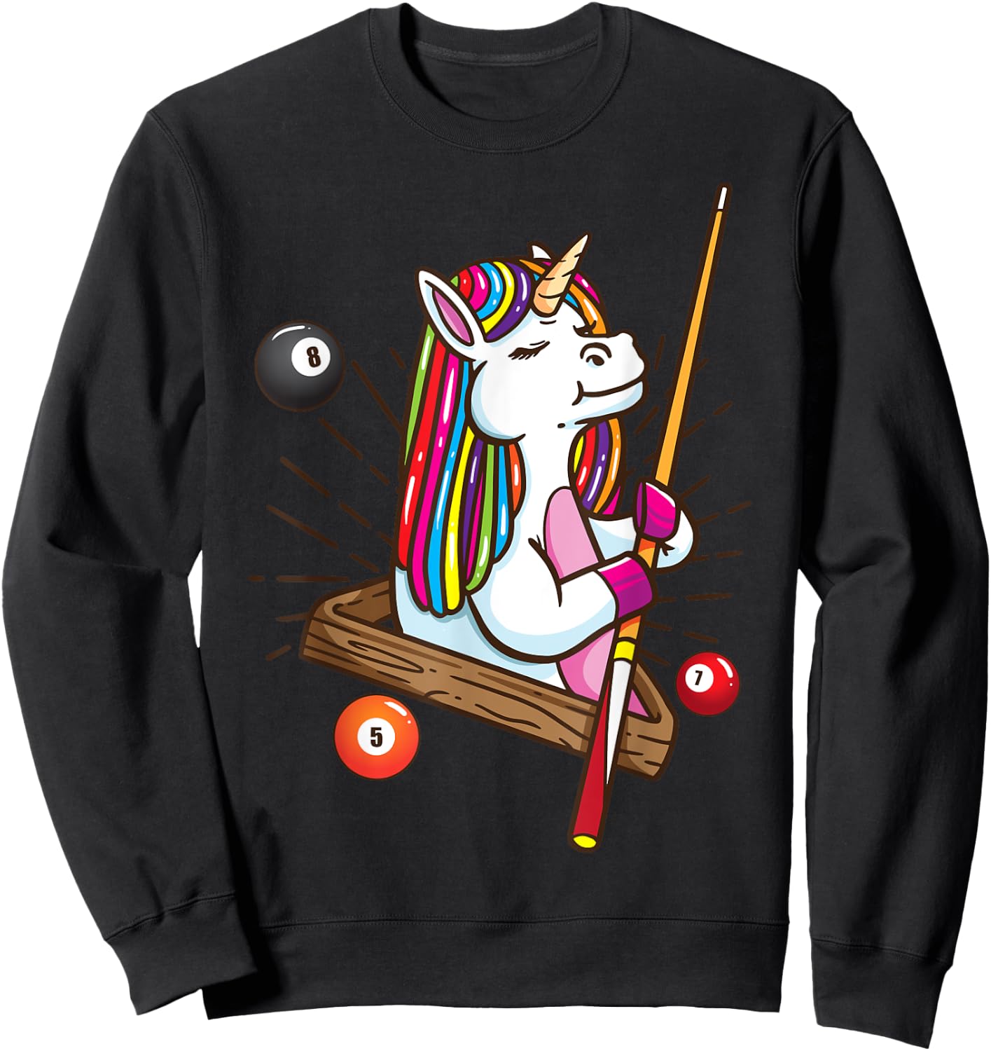 Billiard unicorn workhorse pool shirt girls snooker Sweatshirt - Sweatshirt | Black