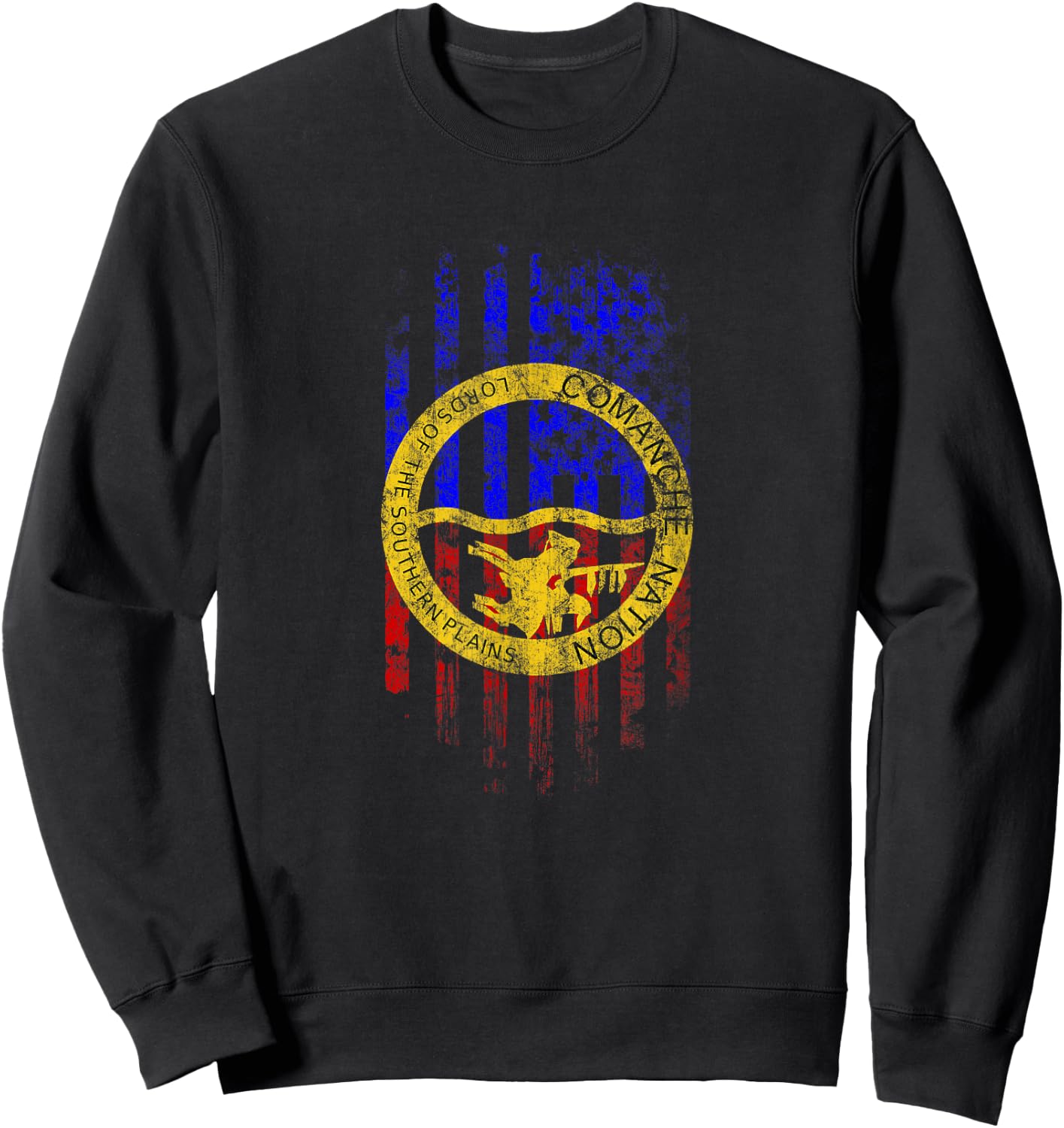 Comanche American Flag - Comanche Nation and USA Pride Sweatshirt - Sweatshirt | Black