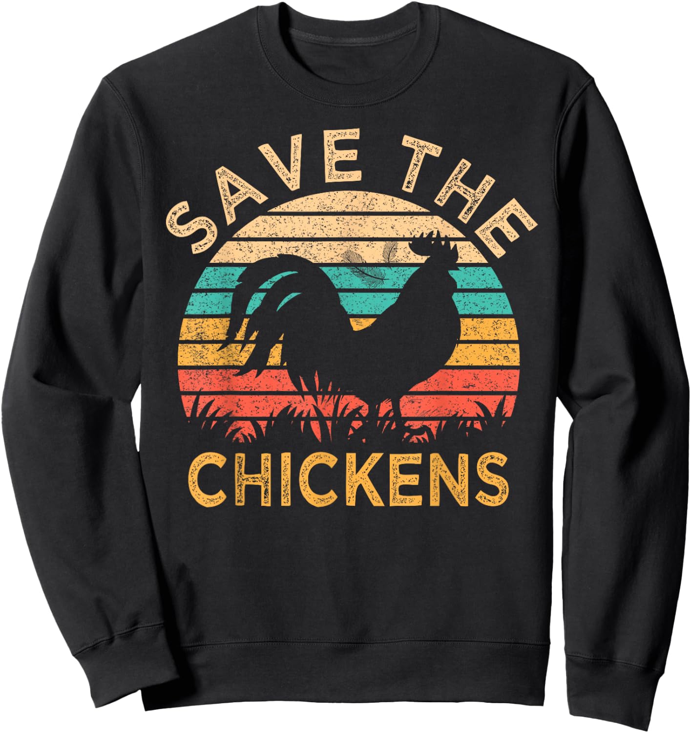 Save The Chickens Funny Vegetarian Vegan Chicken Lover Sweatshirt - Sweatshirt | Black