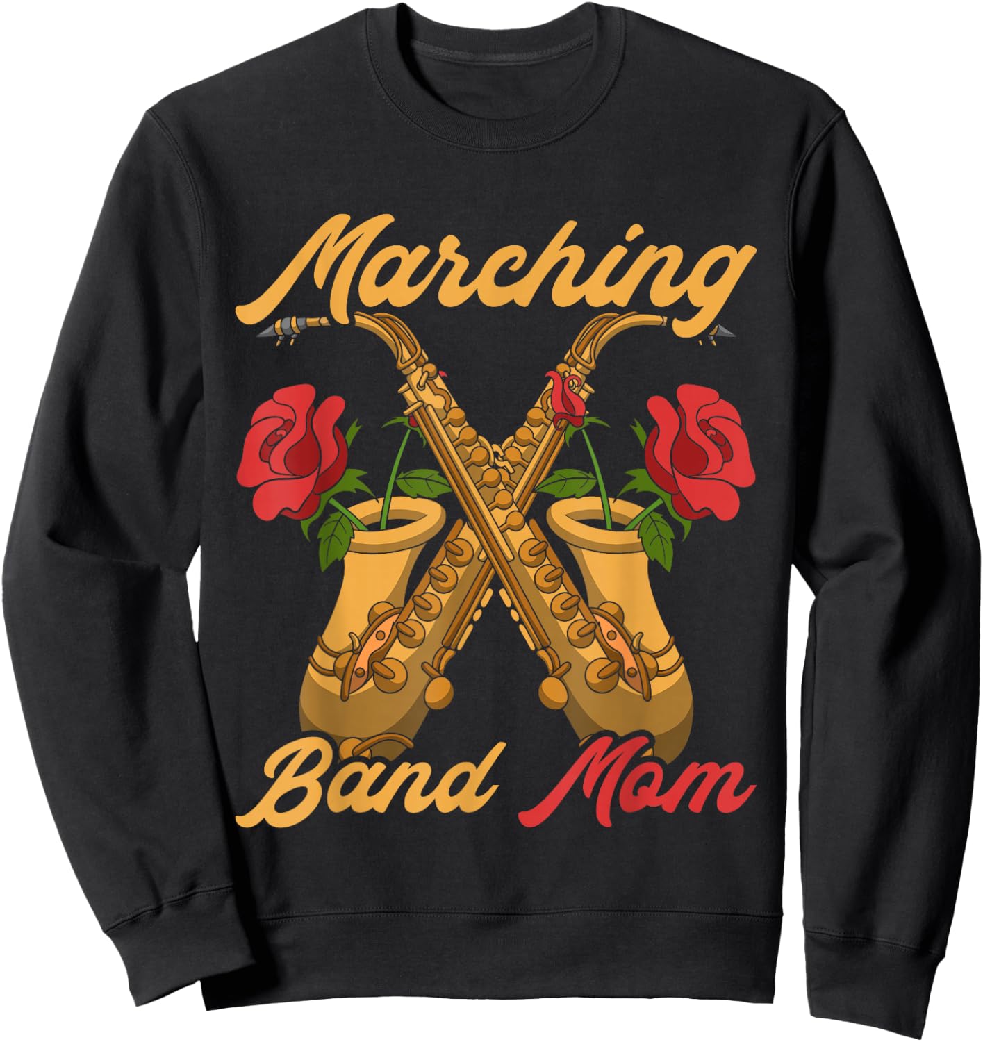 Marching Band Mom Saxophonist Jazz Music Saxophone Sweatshirt - Sweatshirt | Black