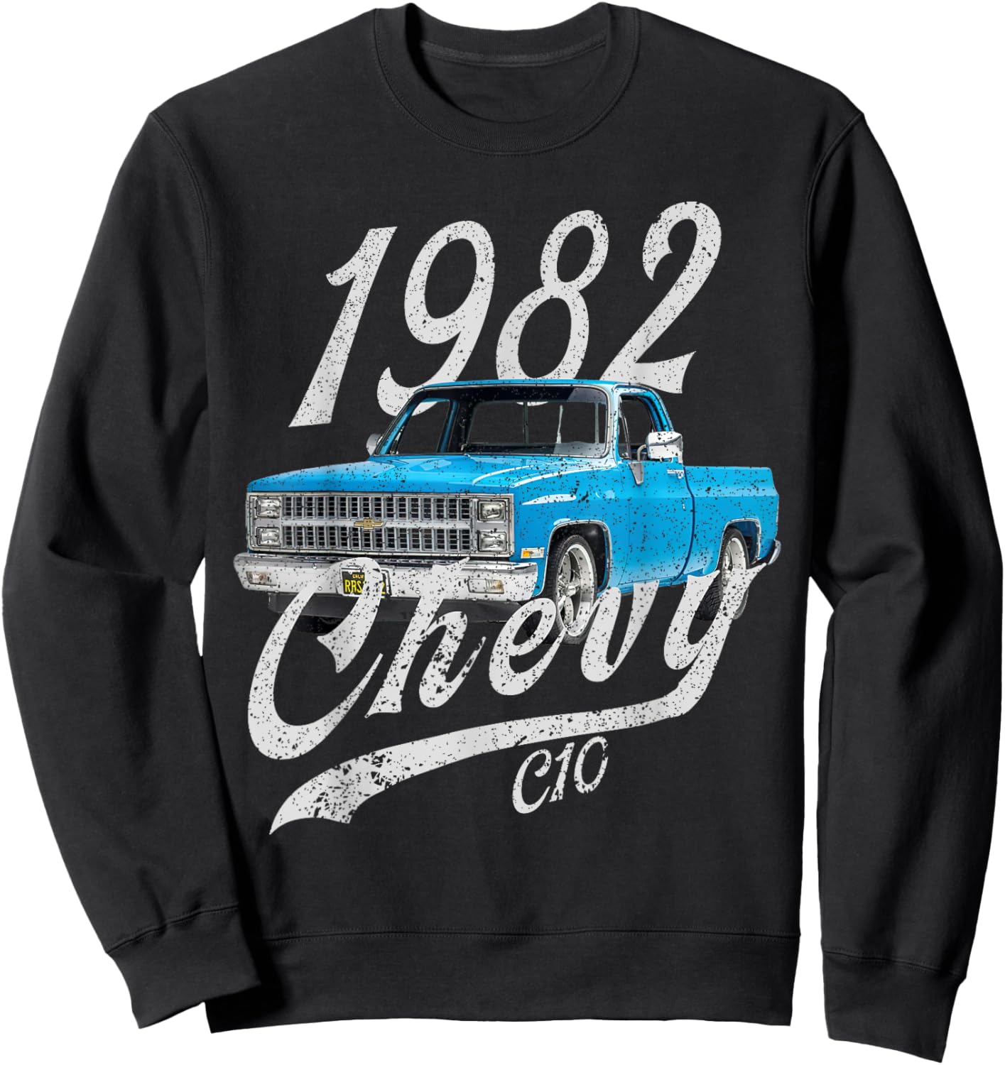 1982 Chevys C10 Pick Up Back of Rear Drawing Sweatshirt - Sweatshirt | Black