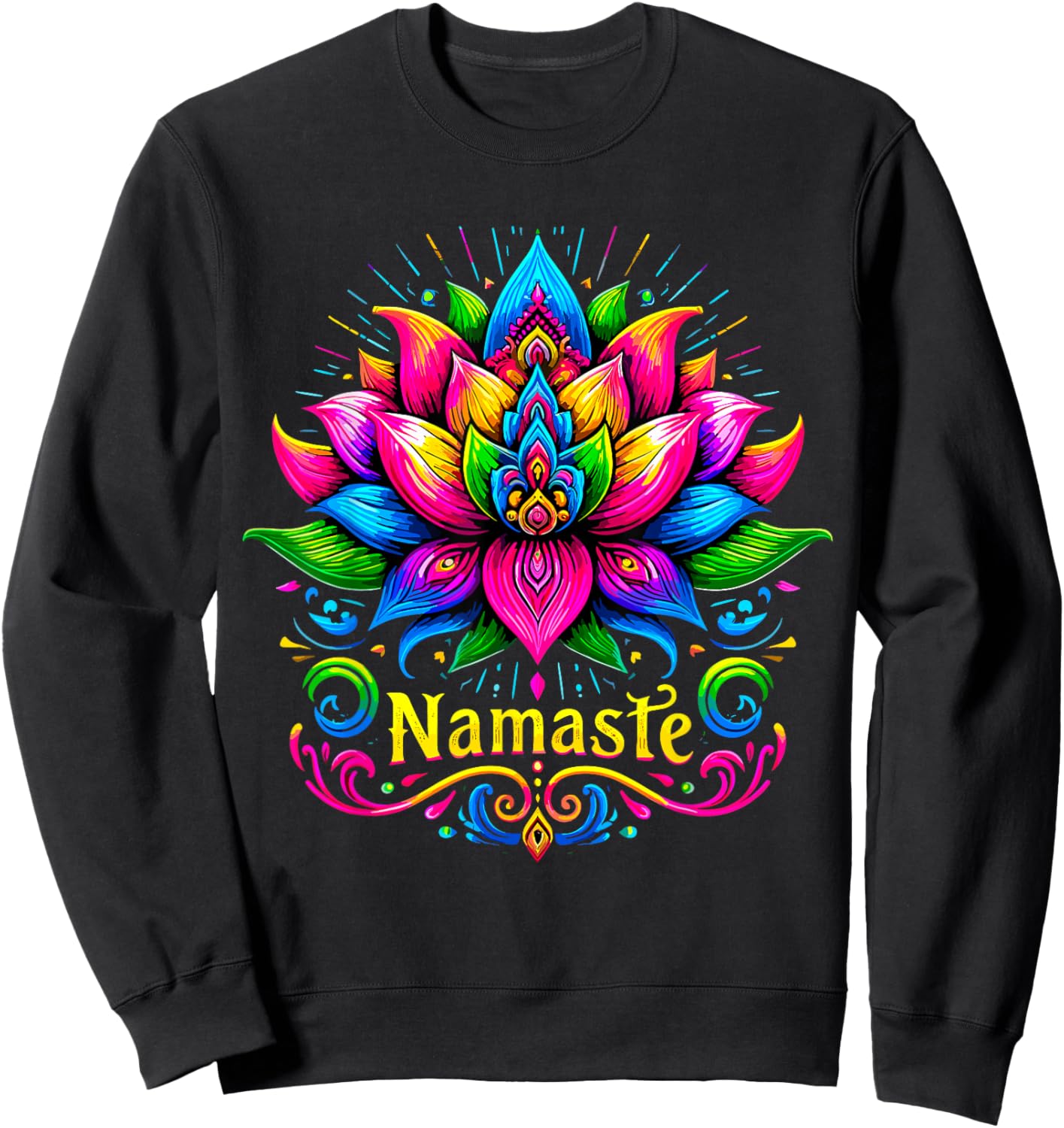 Namaste Lotus Flower Meditaton Sweatshirt - Sweatshirt | Black