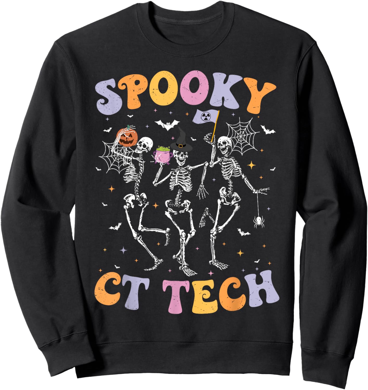 Skeleton Spooky CT Tech Computed Tomography Tech Halloween Sweatshirt - Sweatshirt | Black