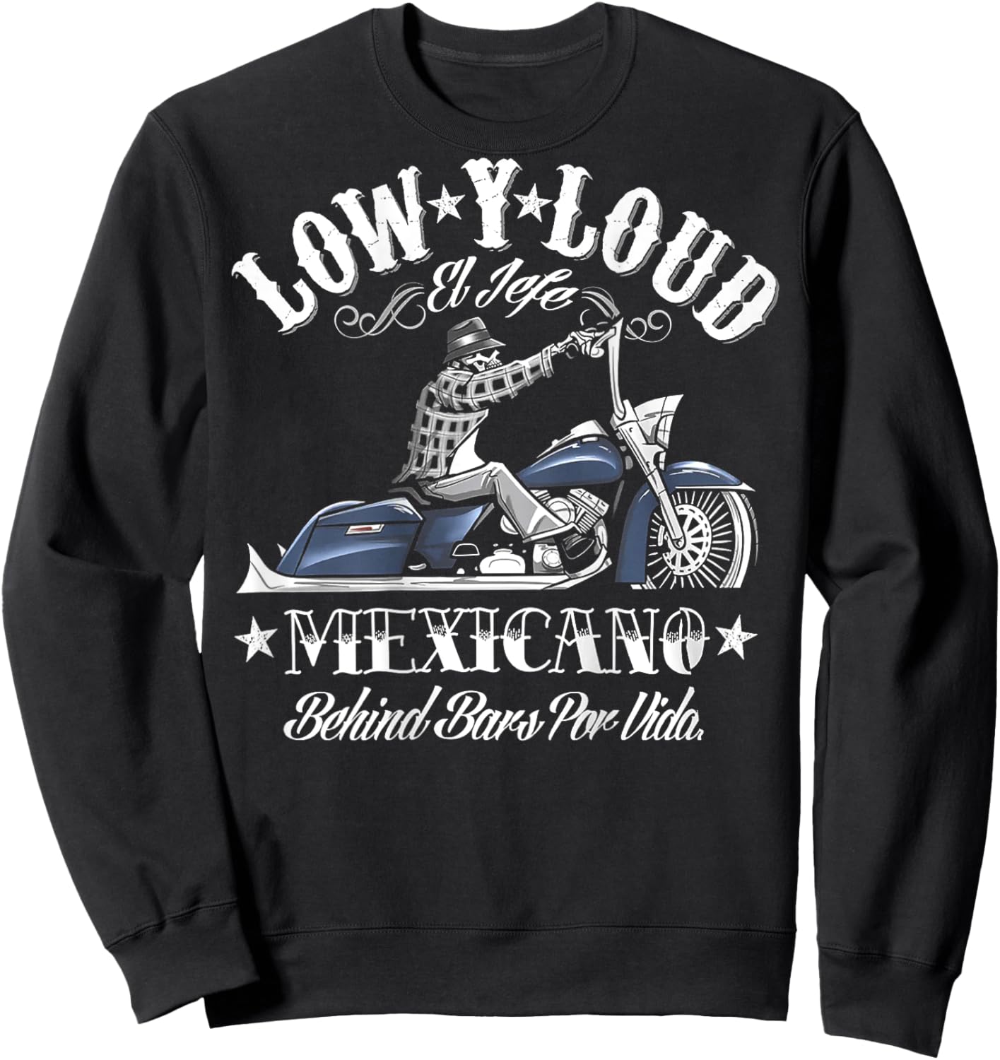 Low Y Loud Mexicano Behind Bars Por Vida (on back) Sweatshirt - Sweatshirt | Black