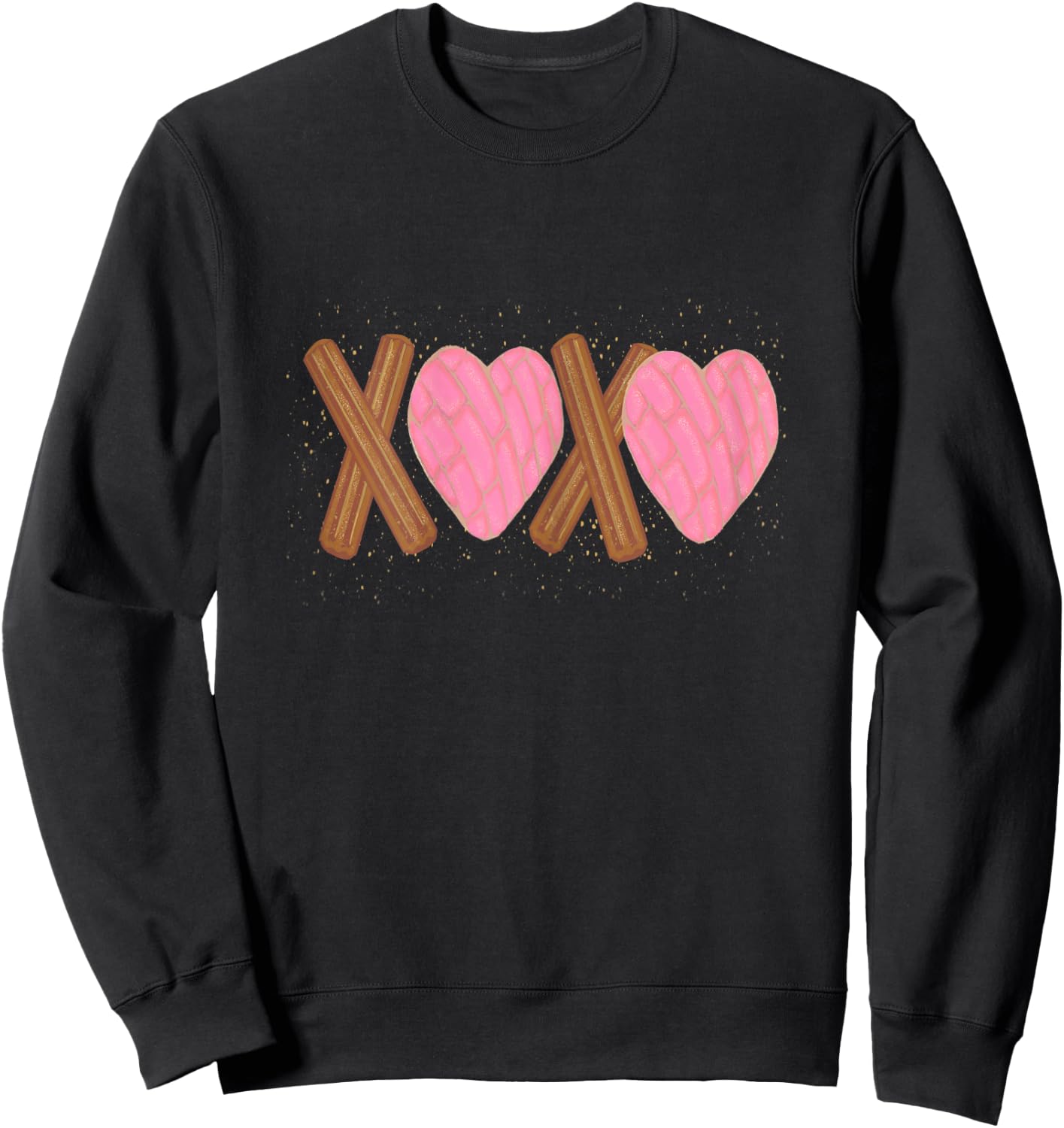 Latinx Funny Valentine's Gift Latina Concha Churro Shirt Sweatshirt - Sweatshirt | Black