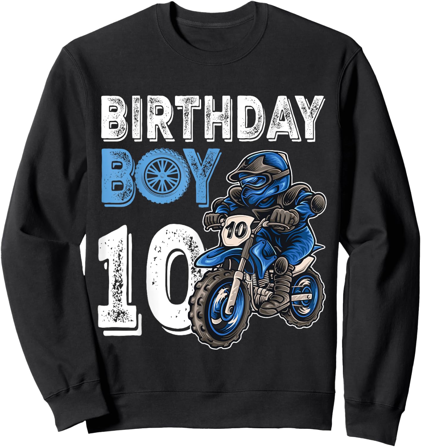 Motocross MX 10th Gift 10 Year Old Dirt Bike Birthday Party Sweatshirt - Sweatshirt | Black