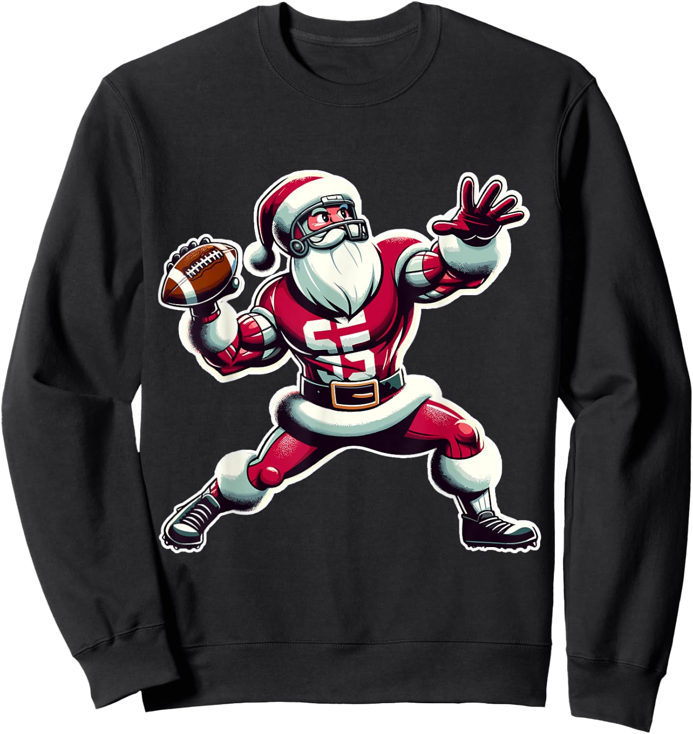 Christmas American Football Player Xmas Boys PJ Sweatshirt - Sweatshirt | Black