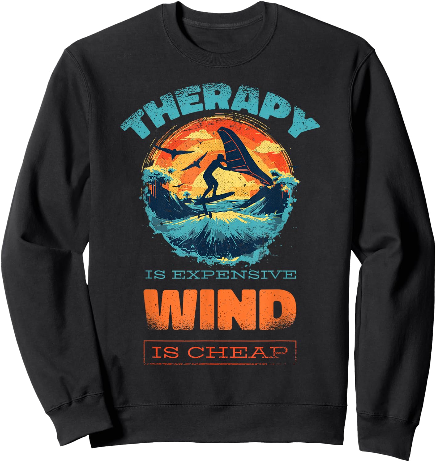 Wingfoil-Surfer Wingfoiling-Board Wing-Foiling Wing-Surf Sweatshirt - Sweatshirt | Black