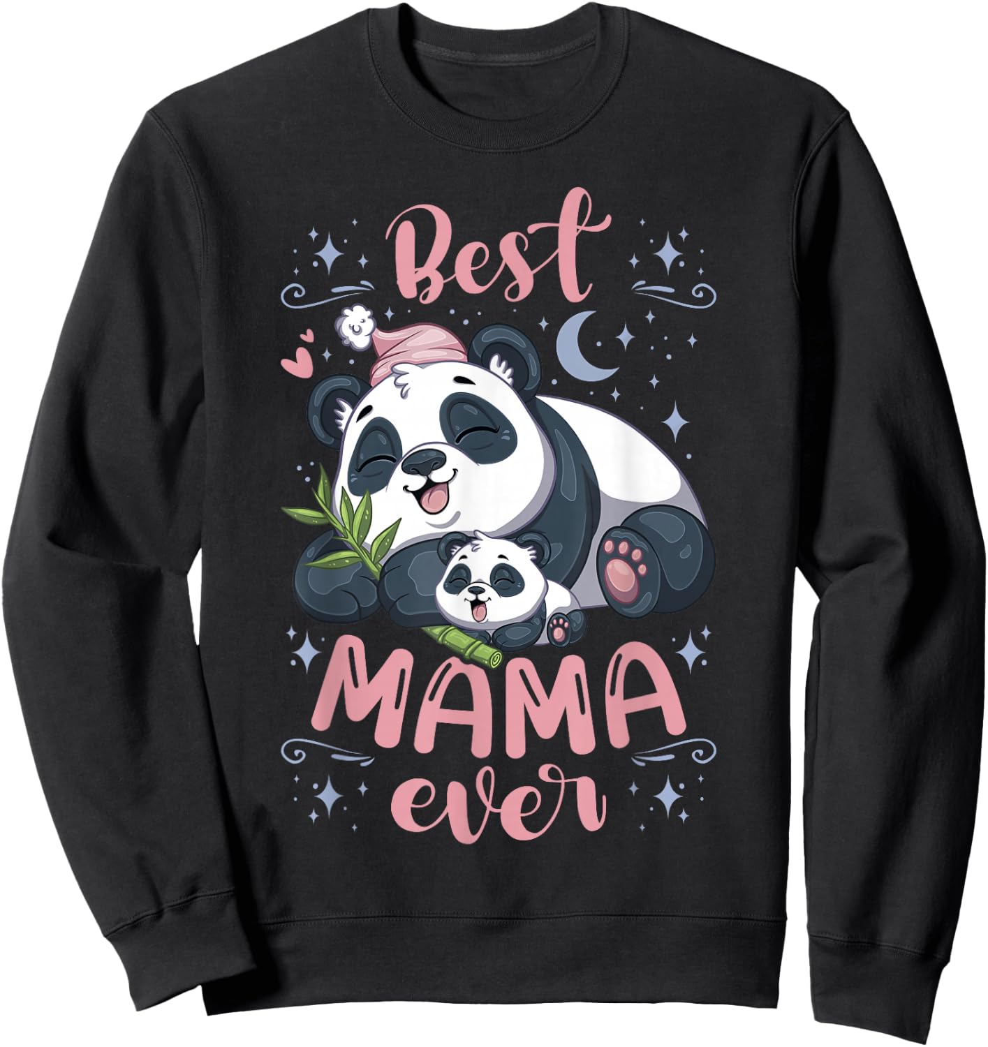 Best Mama Ever, Panda Bear Mother with Cub, Mother's Day Sweatshirt - Sweatshirt | Black