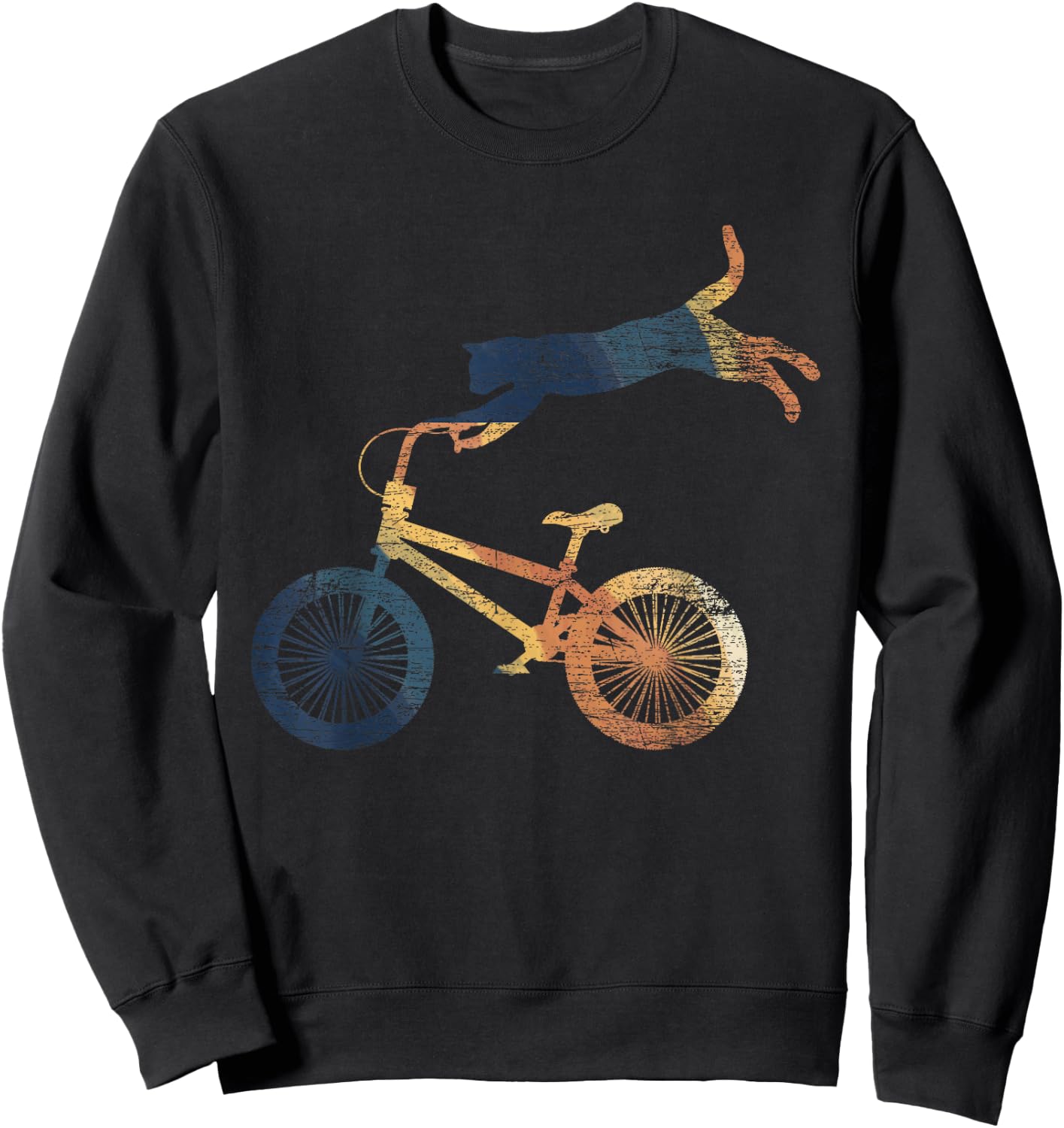 Retro Cat Funny Animal Lover Gift Cyclist BMX Pet Bicycle Sweatshirt - Sweatshirt | Black
