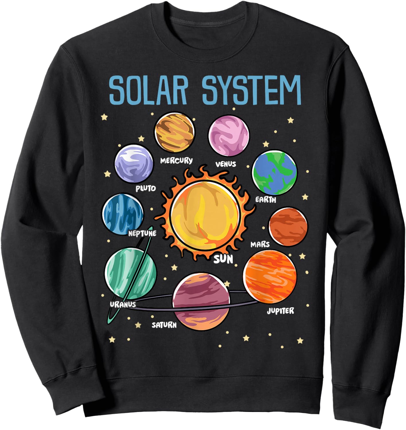 Solar System Planets Science Space Boys Girls STEM Kids Sweatshirt - Sweatshirt | Black