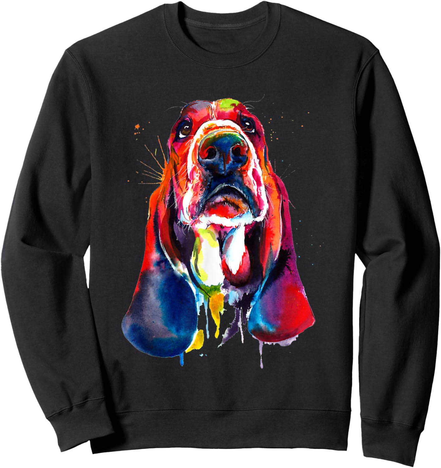 Basset Hound Artistic Funny Dog Cute Sweet Gift Birthday Women Kids Sweatshirt - Sweatshirt | Black