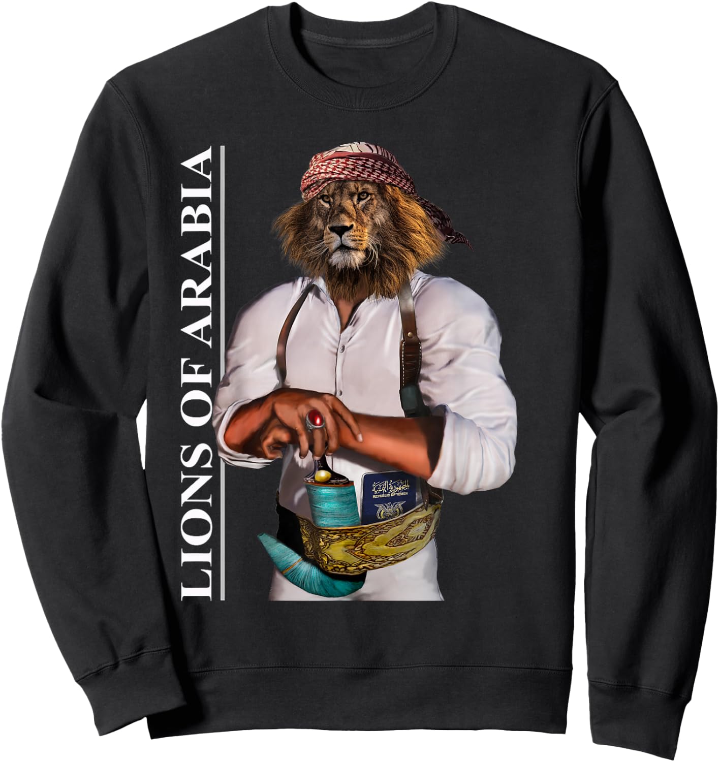 Lions Of Arabia Yemeni Style Sweatshirt - Sweatshirt | Black