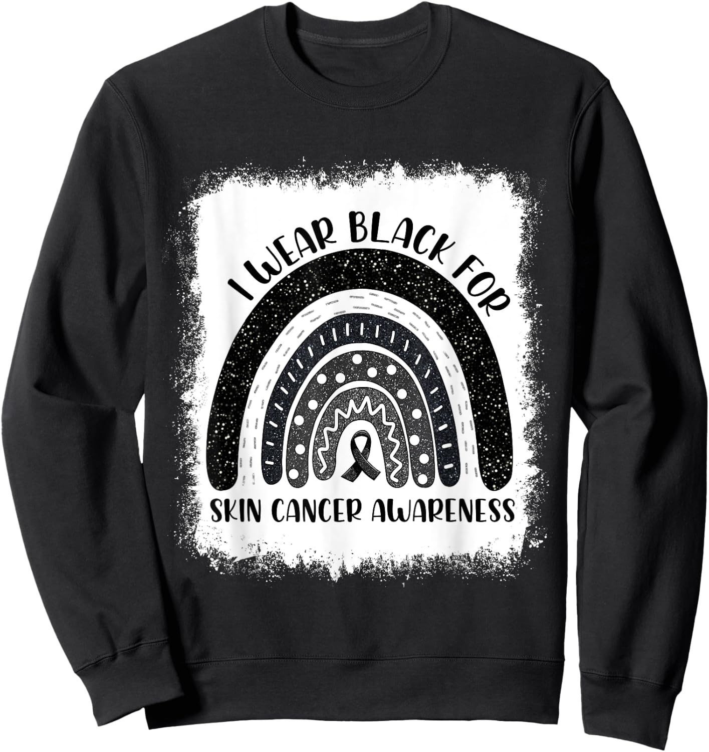 Rainbow I Wear Black For Skin Cancer Awareness Month Sweatshirt - Sweatshirt | Black