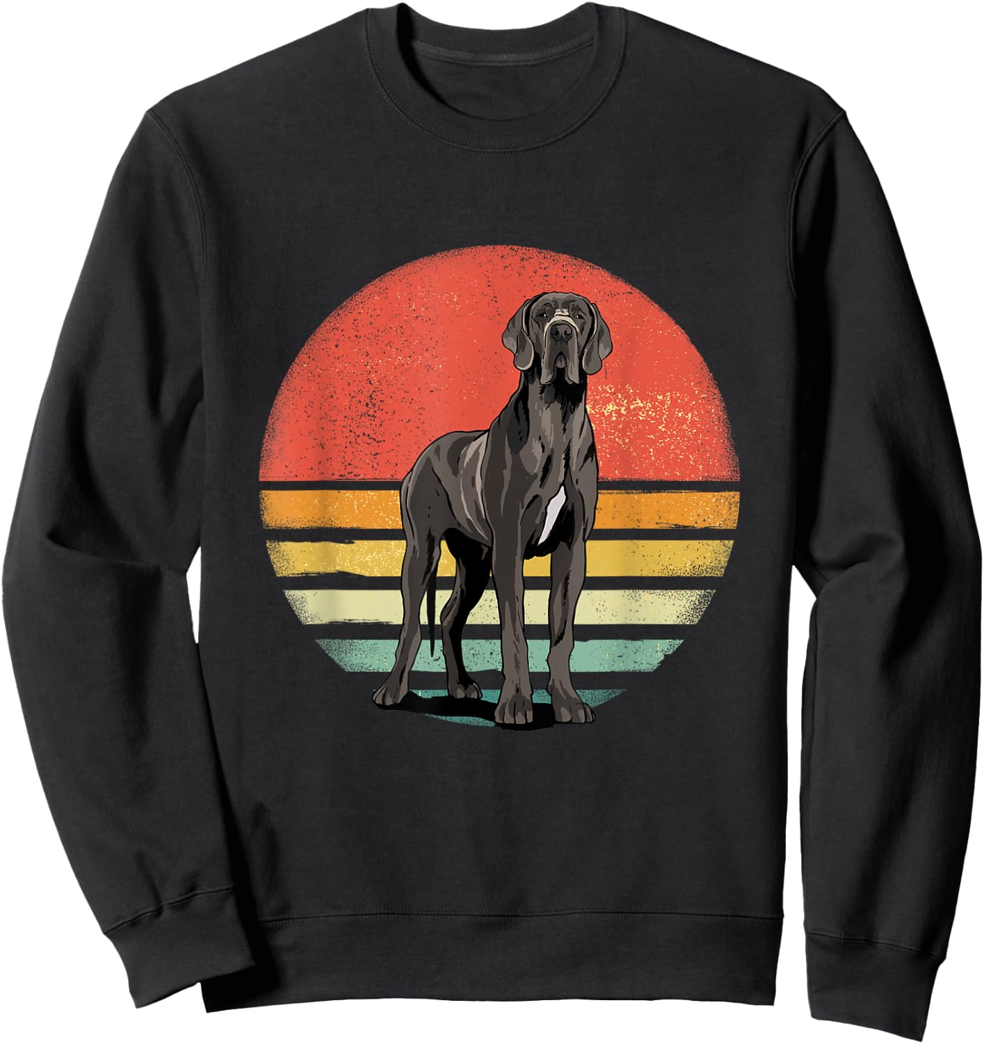 Great Dane Shirt Retro Mastiff Dog Lover Great Dane Mom Dad Women Kids Sweatshirt - Sweatshirt | Black