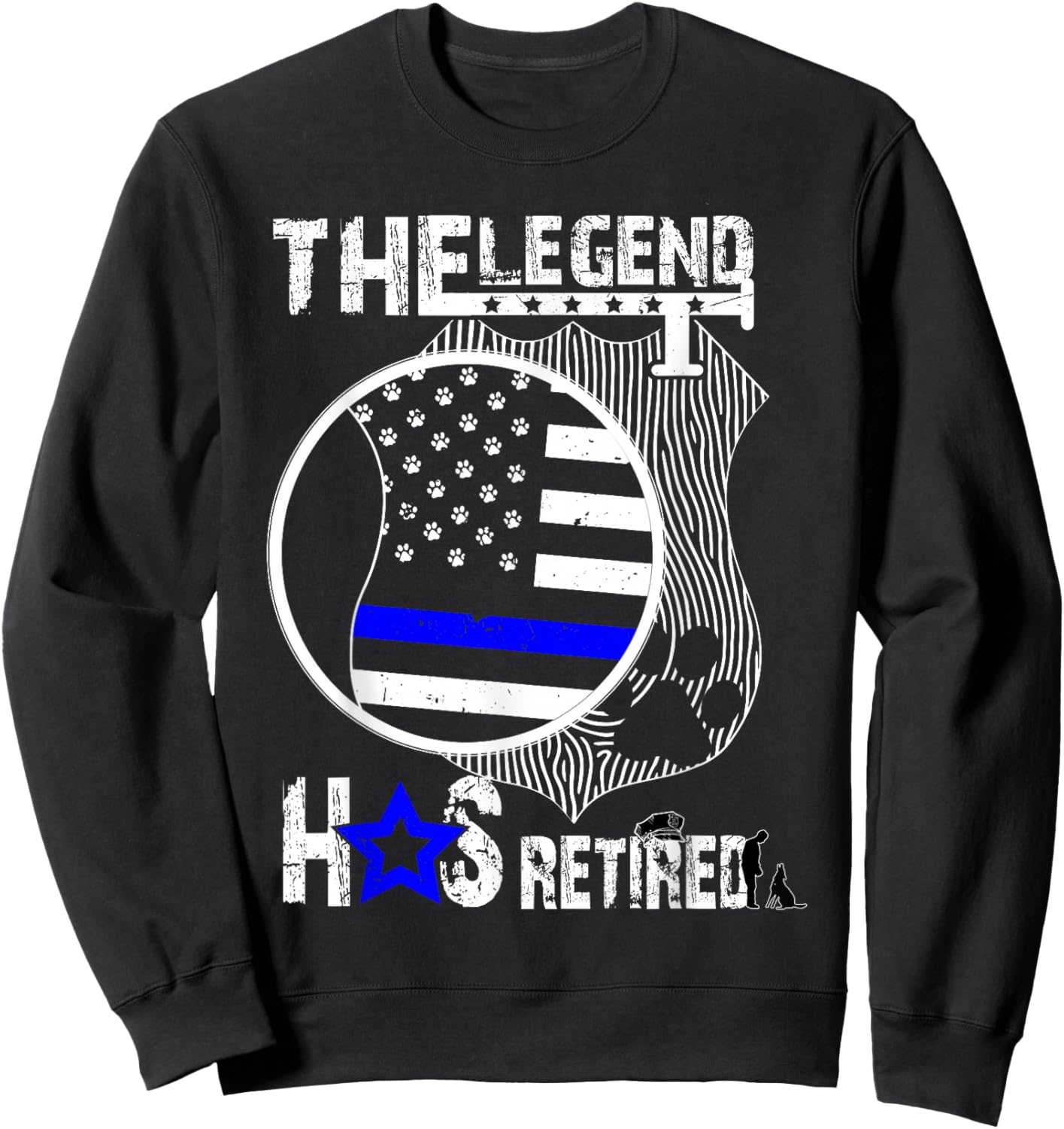 Legend Has Retired 2025 Police Officier K9 Dog Dad US Flag Sweatshirt - Sweatshirt | Black