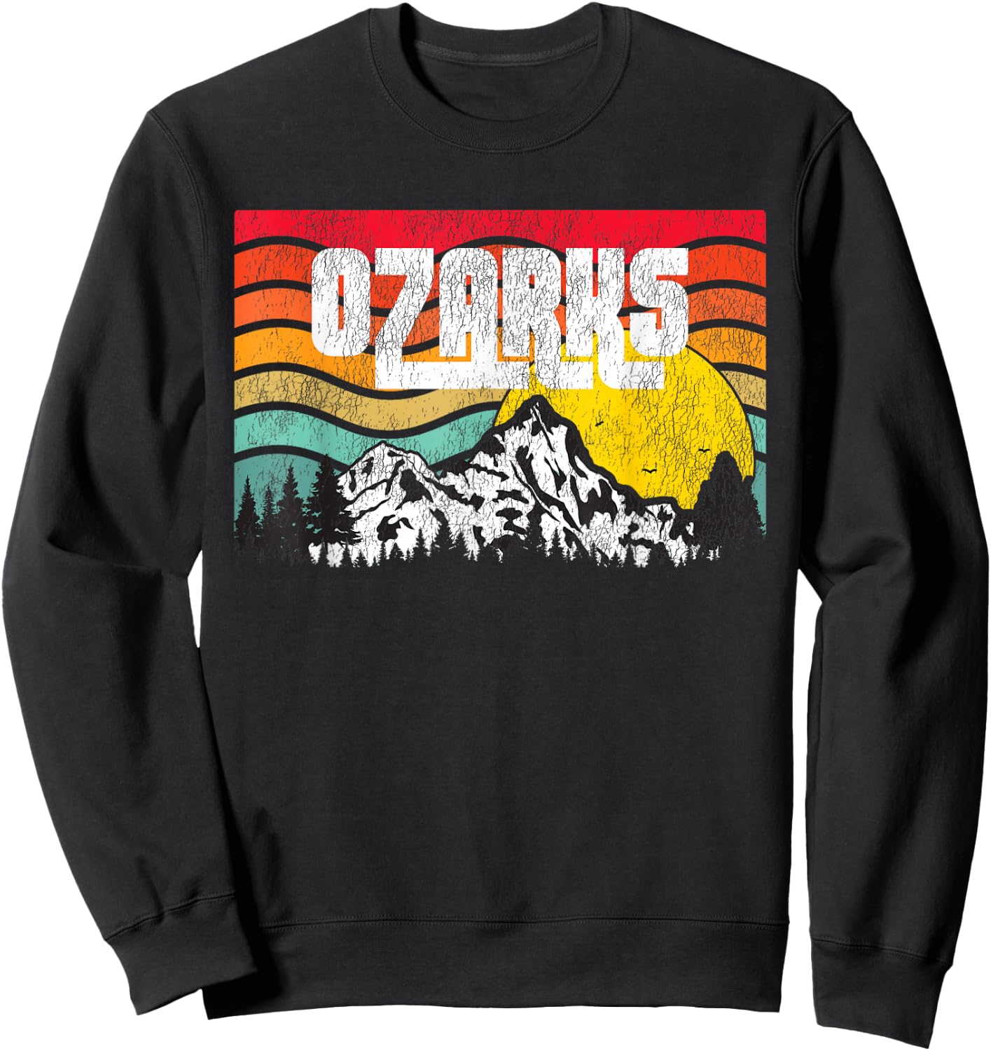 Ozark Mountains Ozarks Forests Vintage Sunset Retro Sweatshirt - Sweatshirt | Black