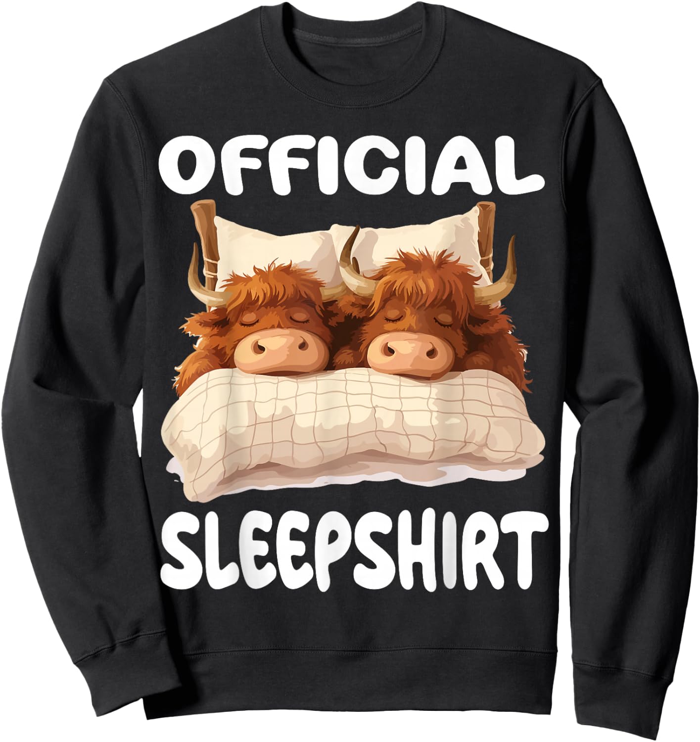 Scottish Highland Cow Official Sleepshirt Pajamas Nightgown Sweatshirt - Sweatshirt | Black