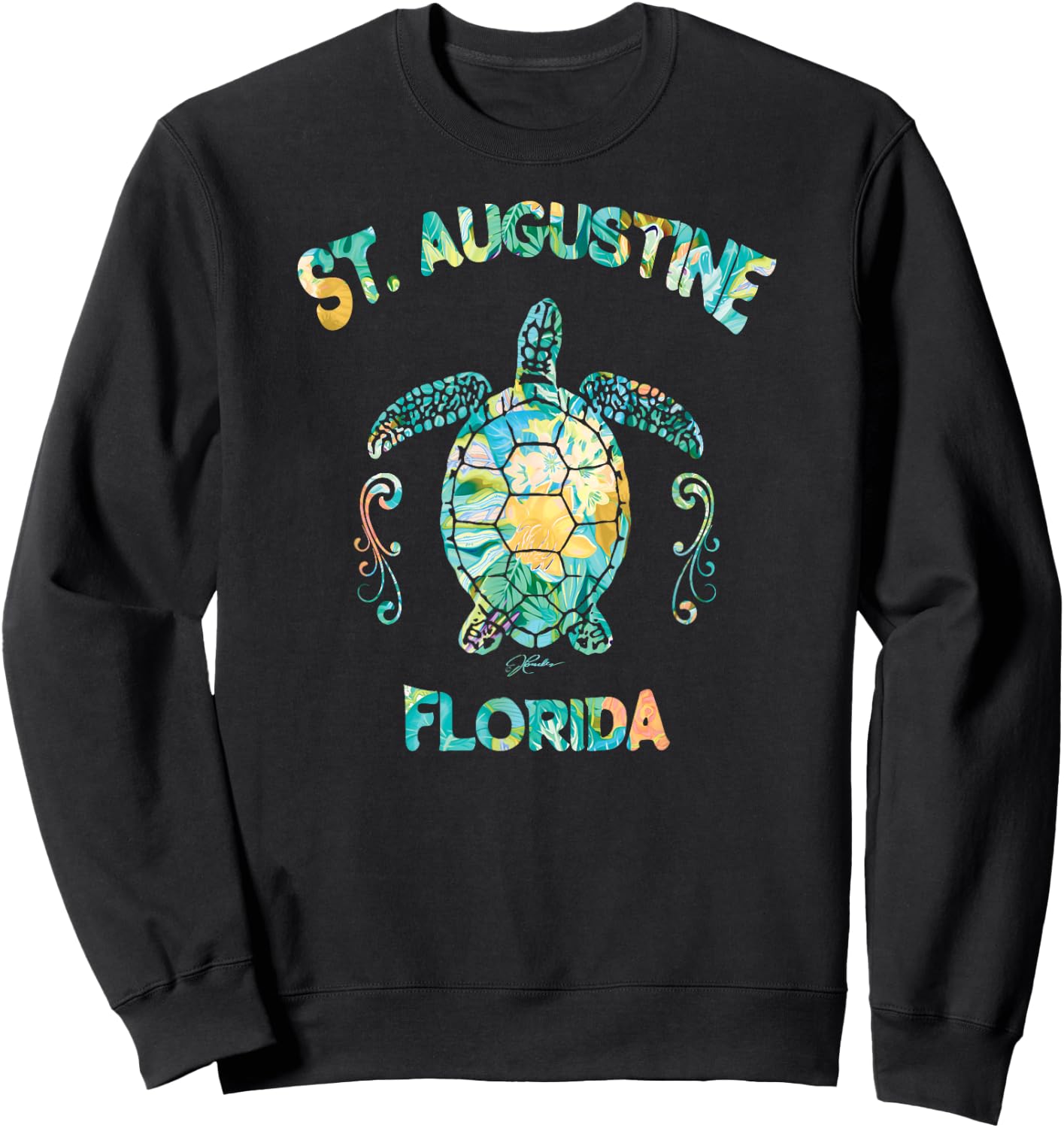 JCombs St Augustine Florida Sea Turtle Sweatshirt - Sweatshirt | Black