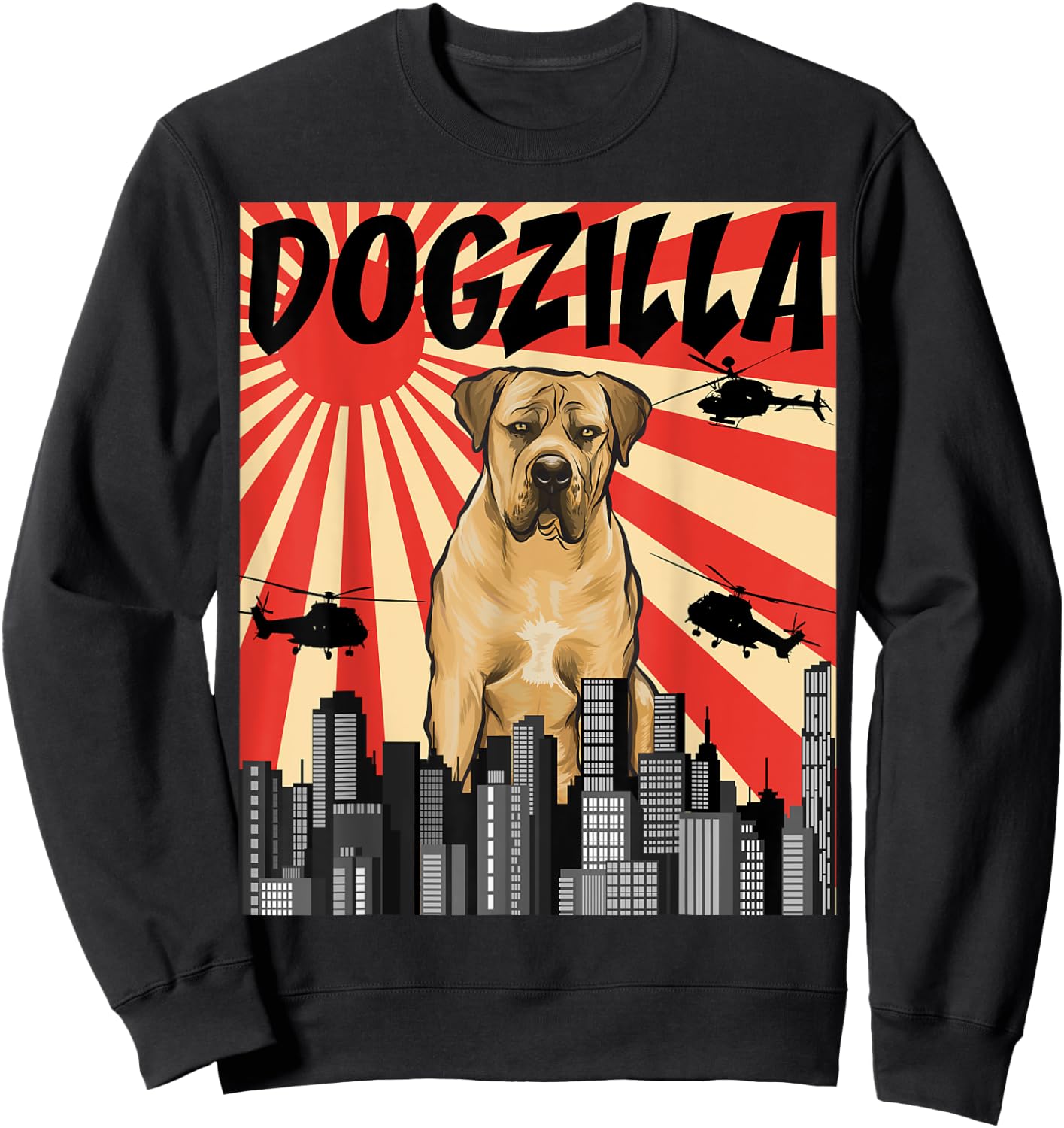 Funny Retro Japanese Dogzilla Boerboel Sweatshirt - Sweatshirt | Black