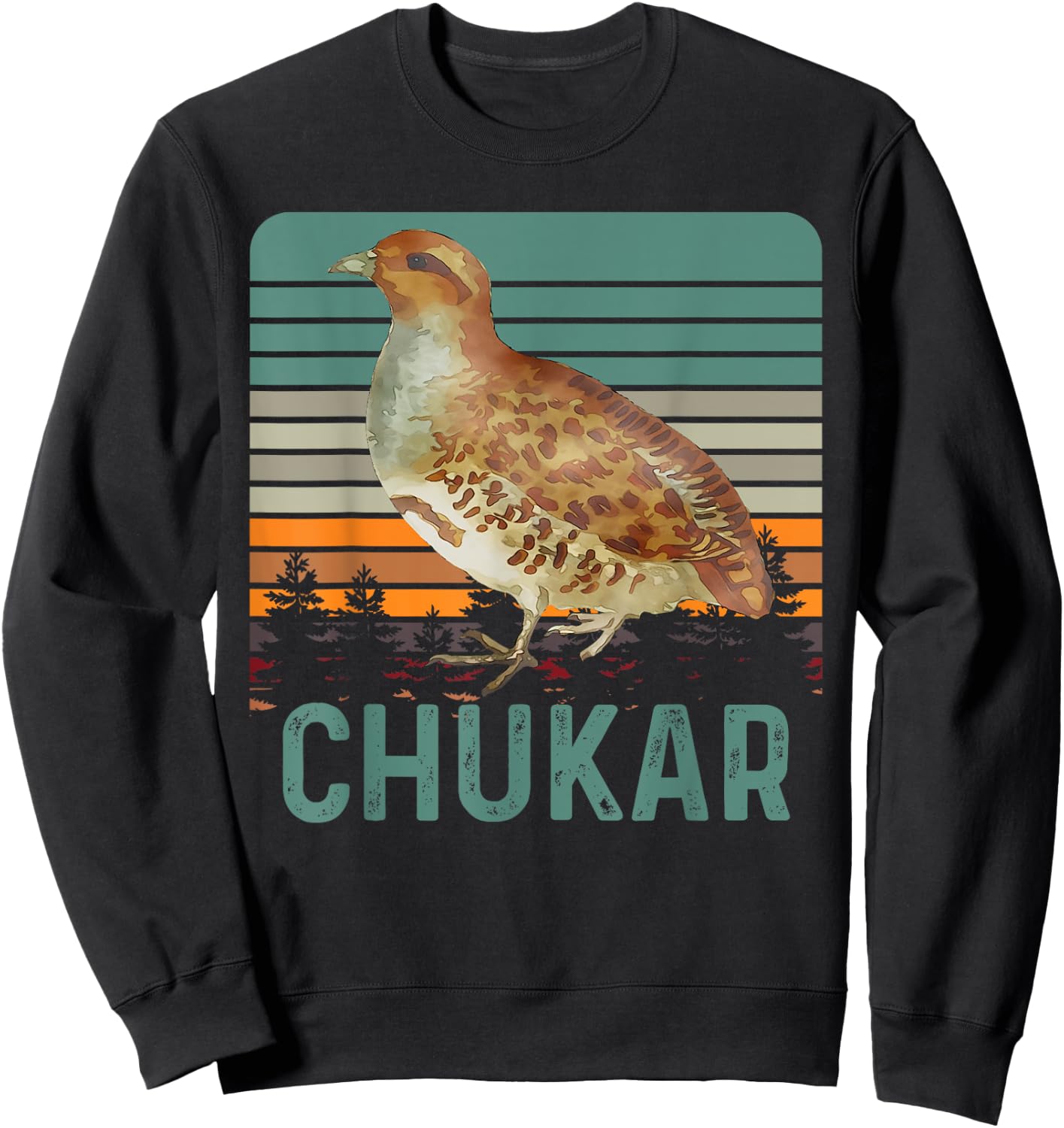 Funny Chukar Retro Vintage Funny Hunting Sweatshirt - Sweatshirt | Black
