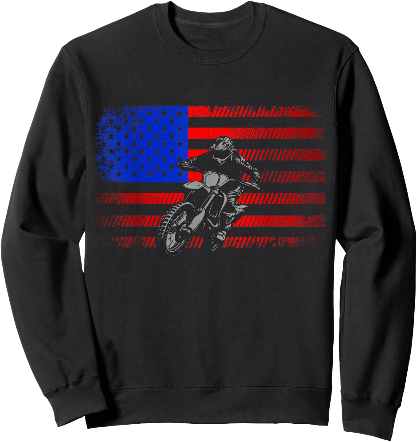 American Flag Dirt Bike Motocross Sweatshirt - Sweatshirt | Black