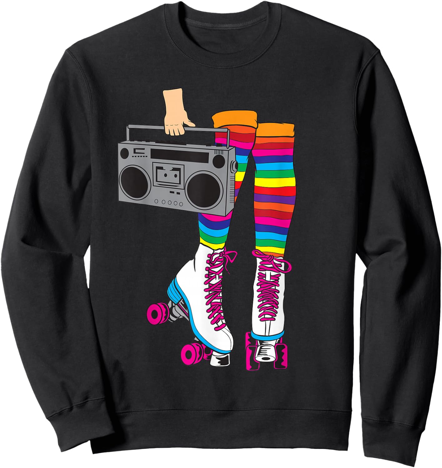 Retro Rollerskates Funny 80's Roller Disco Skating Girl Gift Sweatshirt - Sweatshirt | Black