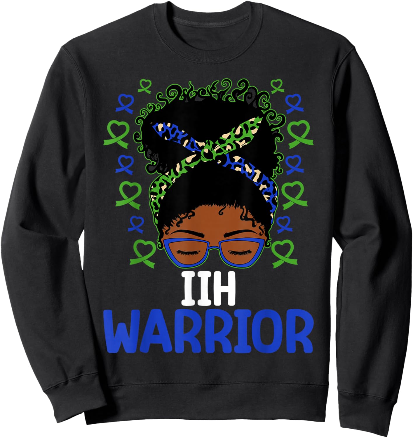 IIH Awareness IIH Warrior Afro Messy Bun Sweatshirt - Sweatshirt | Black