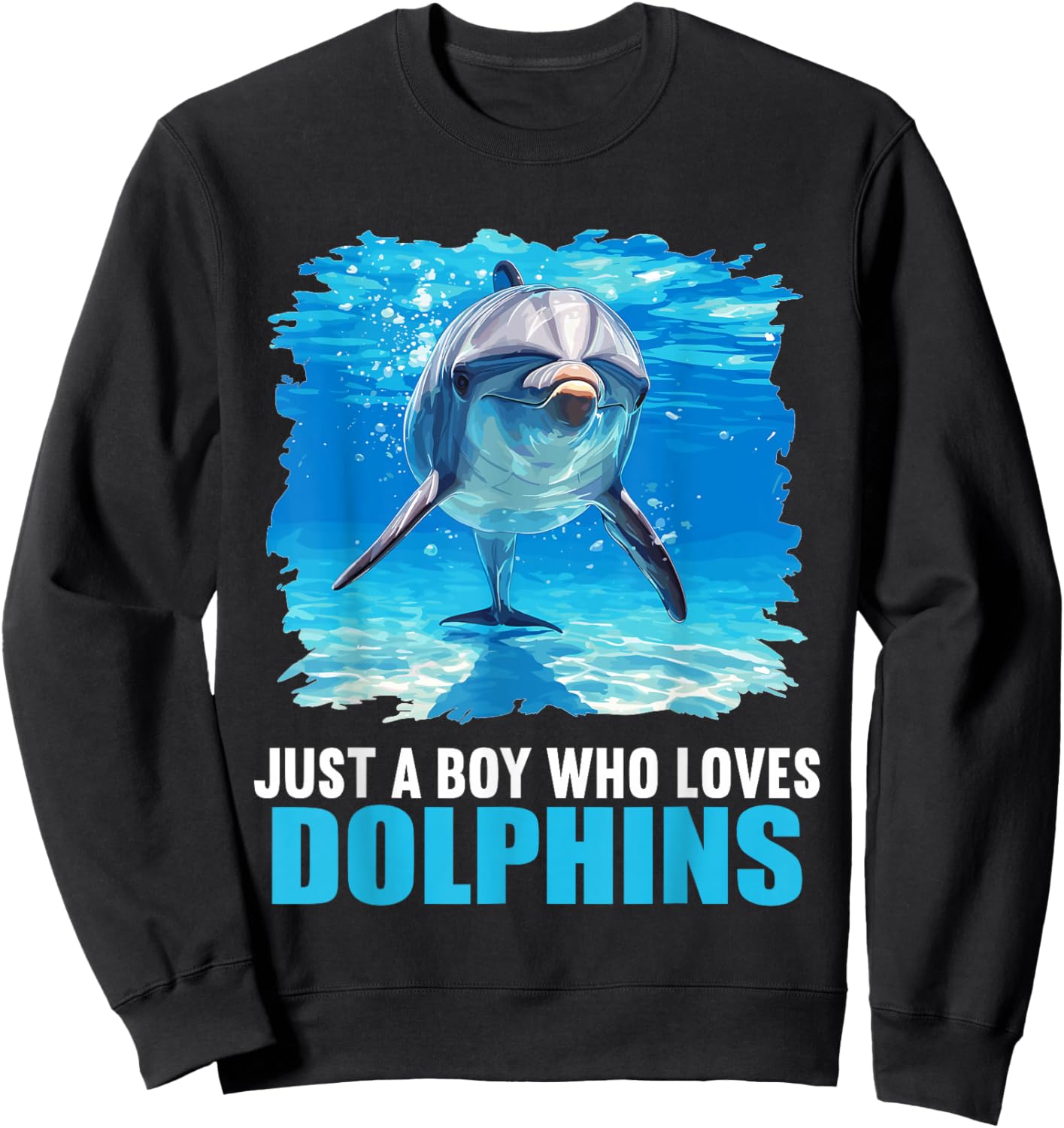 Just a Boy who loves Dolphins Dolphin Sweatshirt - Sweatshirt | Black