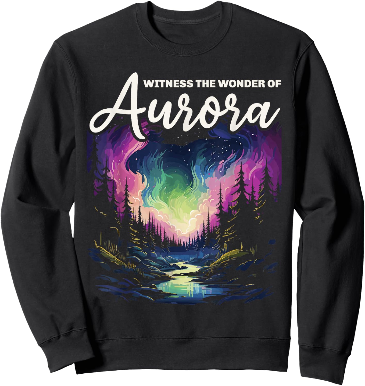Aurora Borealis Dark Sky Nature Light Display Sweatshirt - Sweatshirt | Black
