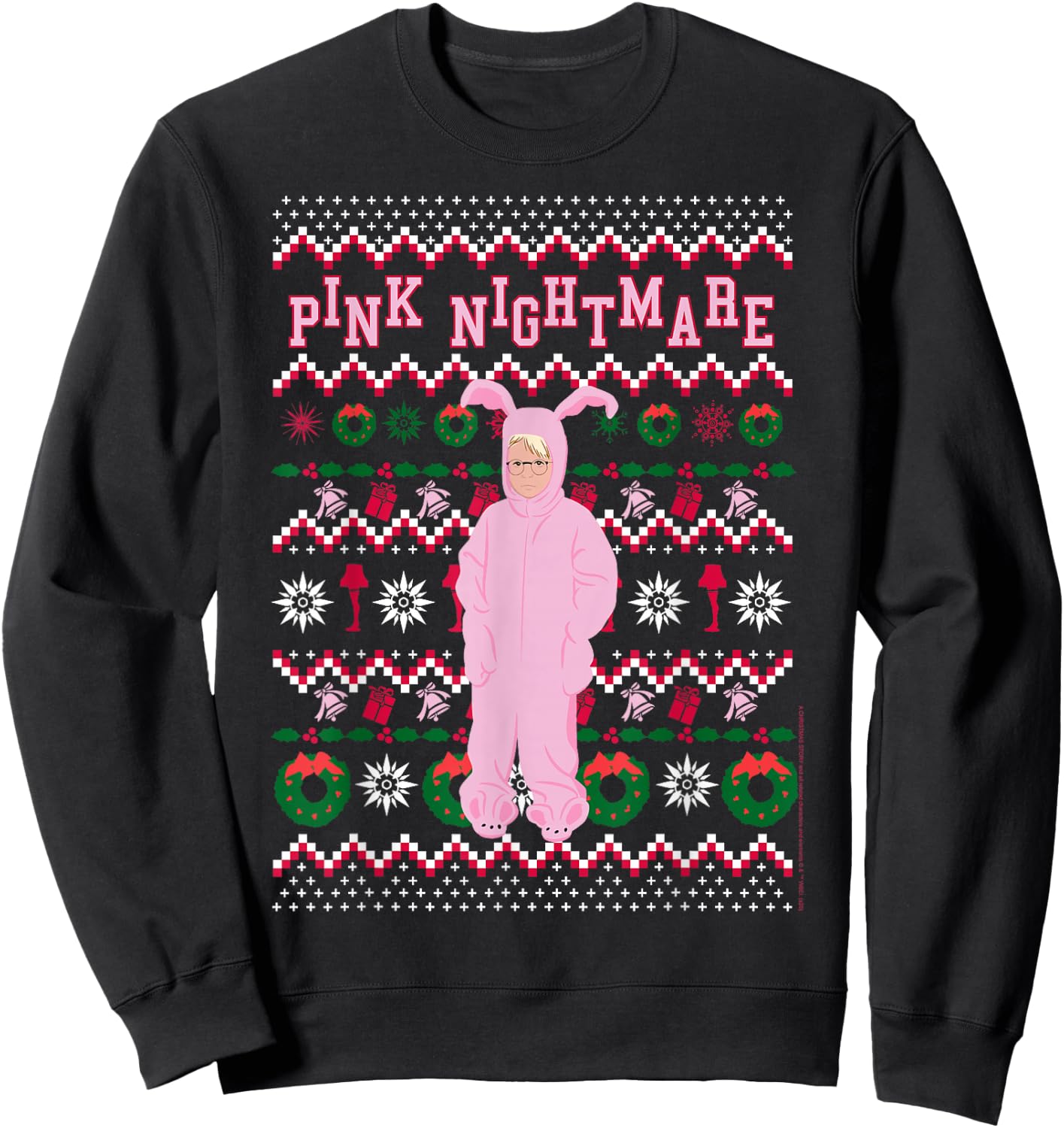 A Christmas Story Pink Nightmare Ugly Sweater Sweatshirt - Sweatshirt | Black